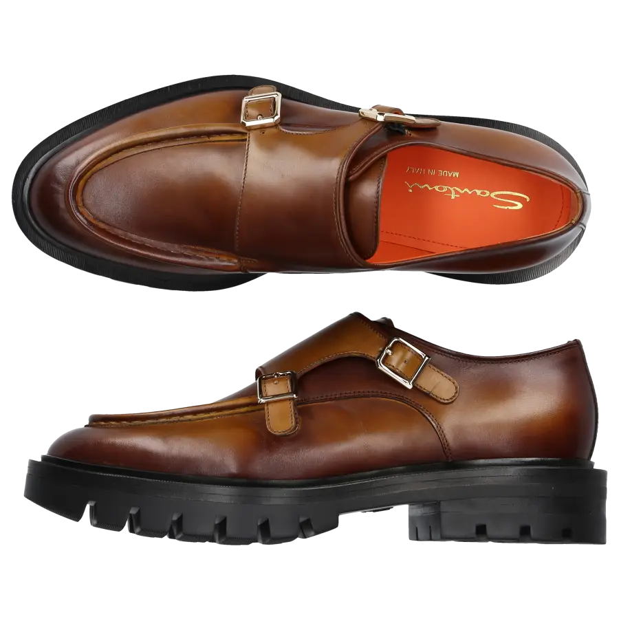 Santoni - Monk Schuhe 59605 Kalbsleder - braun