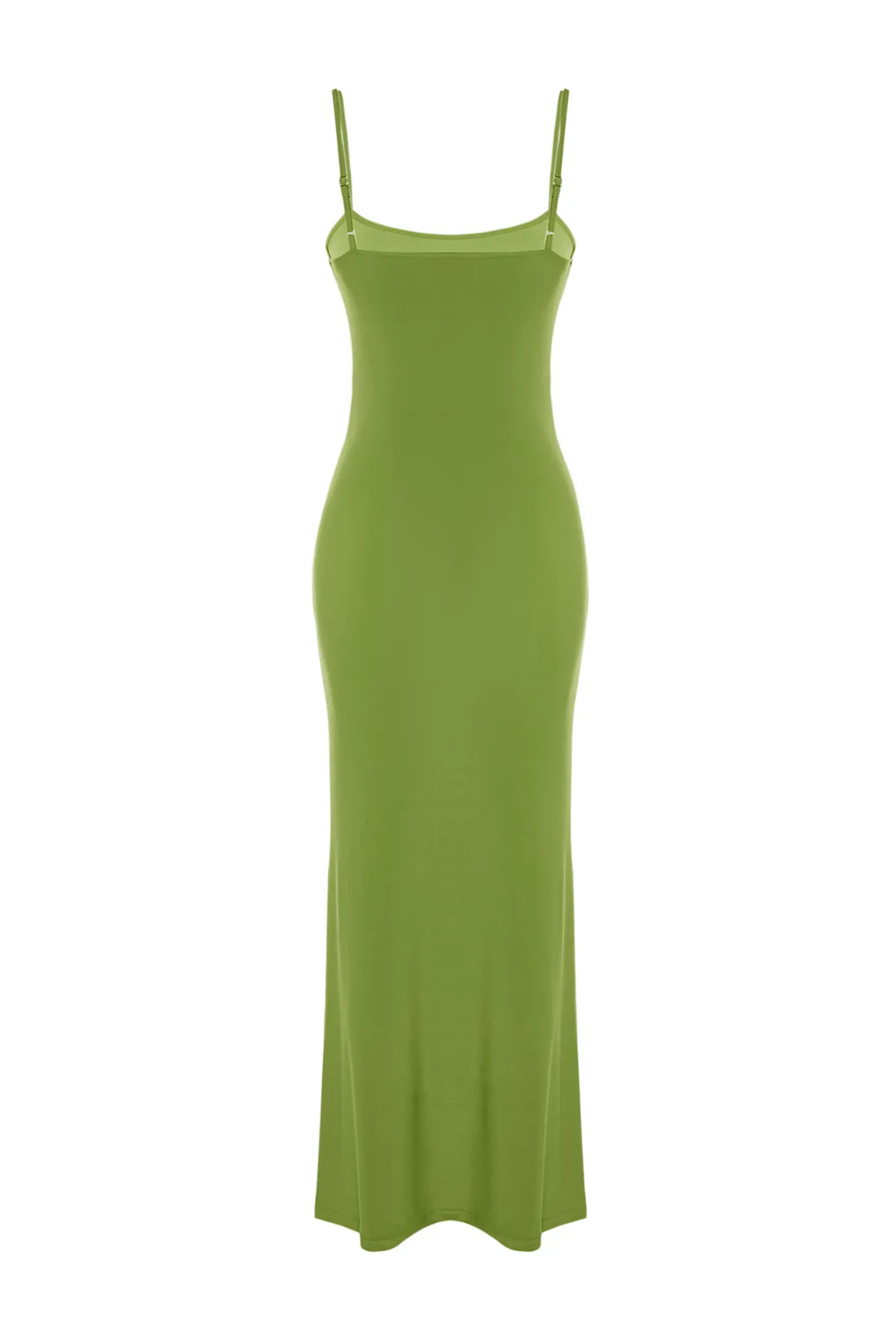 Trendyol Collection  Grünes, tailliertes/tailliertes Träger-Maxi-Bleistiftkleid aus flexiblem Strick TWOSS23EL02435