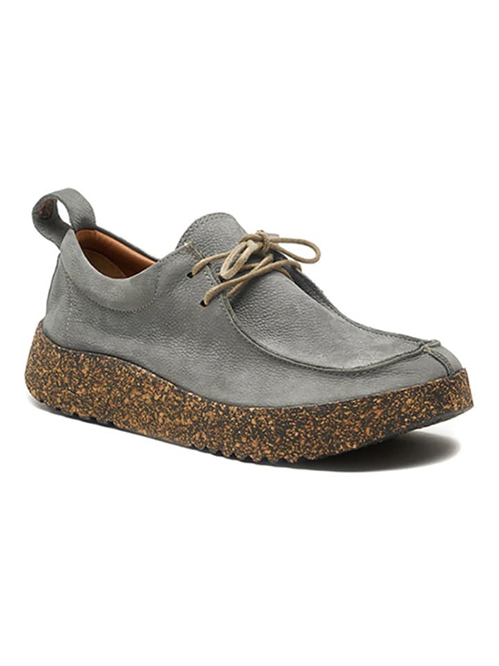 Comfortfusse Leder-Schnürschuhe in Grau günstig kaufen