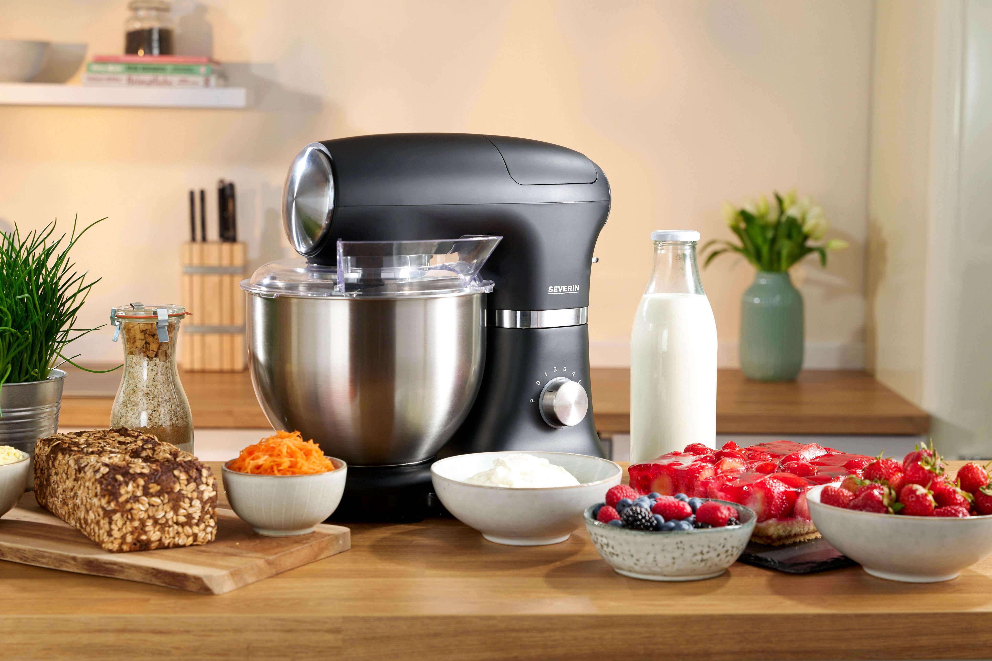 Severin Küchenmaschine KM 3898 mit integrierter Waage, 1000 W, 5,5 l Schüssel