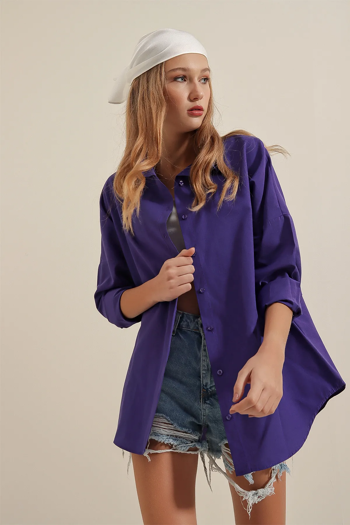Bigdart  3900 Oversize-Lang-Basic-Hemd – Lila