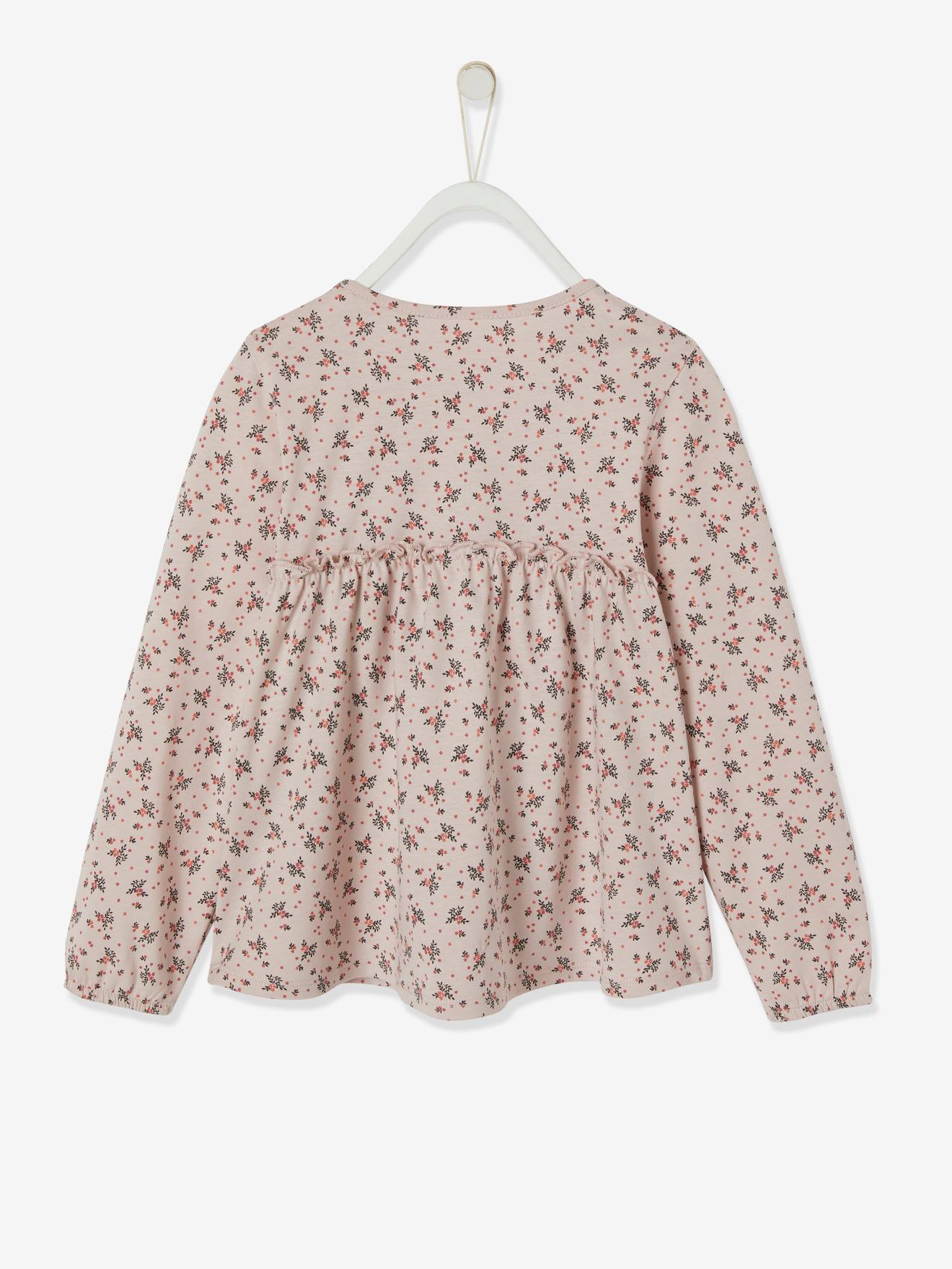 T-shirt blouse fille imprimé fleurs encre imprimé