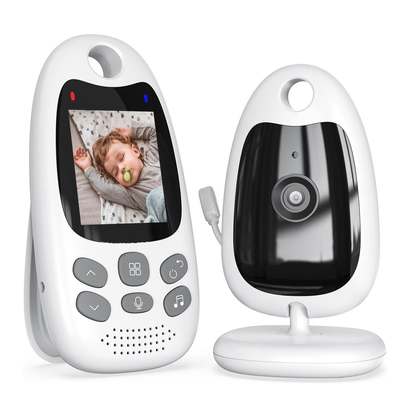 BUMHUM Video-Babyphone Babyphone mit Kamera Tragbares Vox-Funktion Temperatursensor, Gegensprechanlage Schlaflieder Lange Akkulaufzeit, Nachtsicht-Video-Babyfon 2,4 Ghz, Intelligentes Standby Baby Monitor