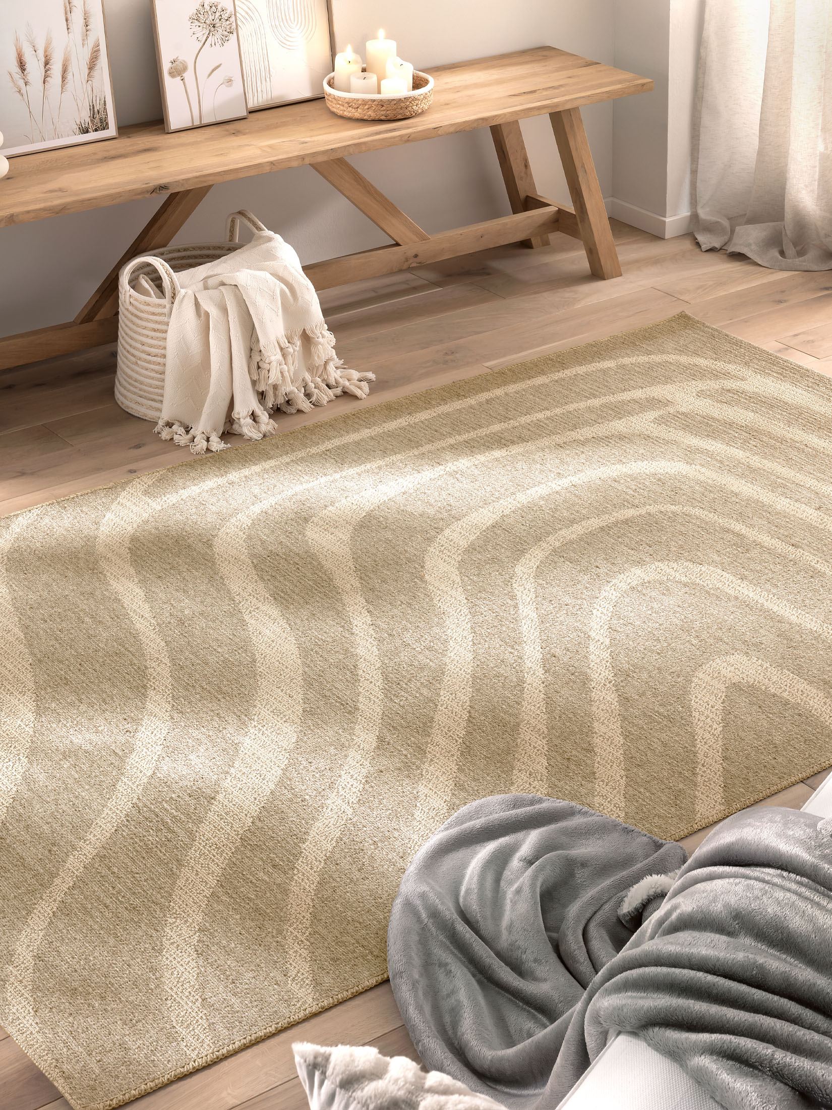 Aceno Moderner Teppich, Beige