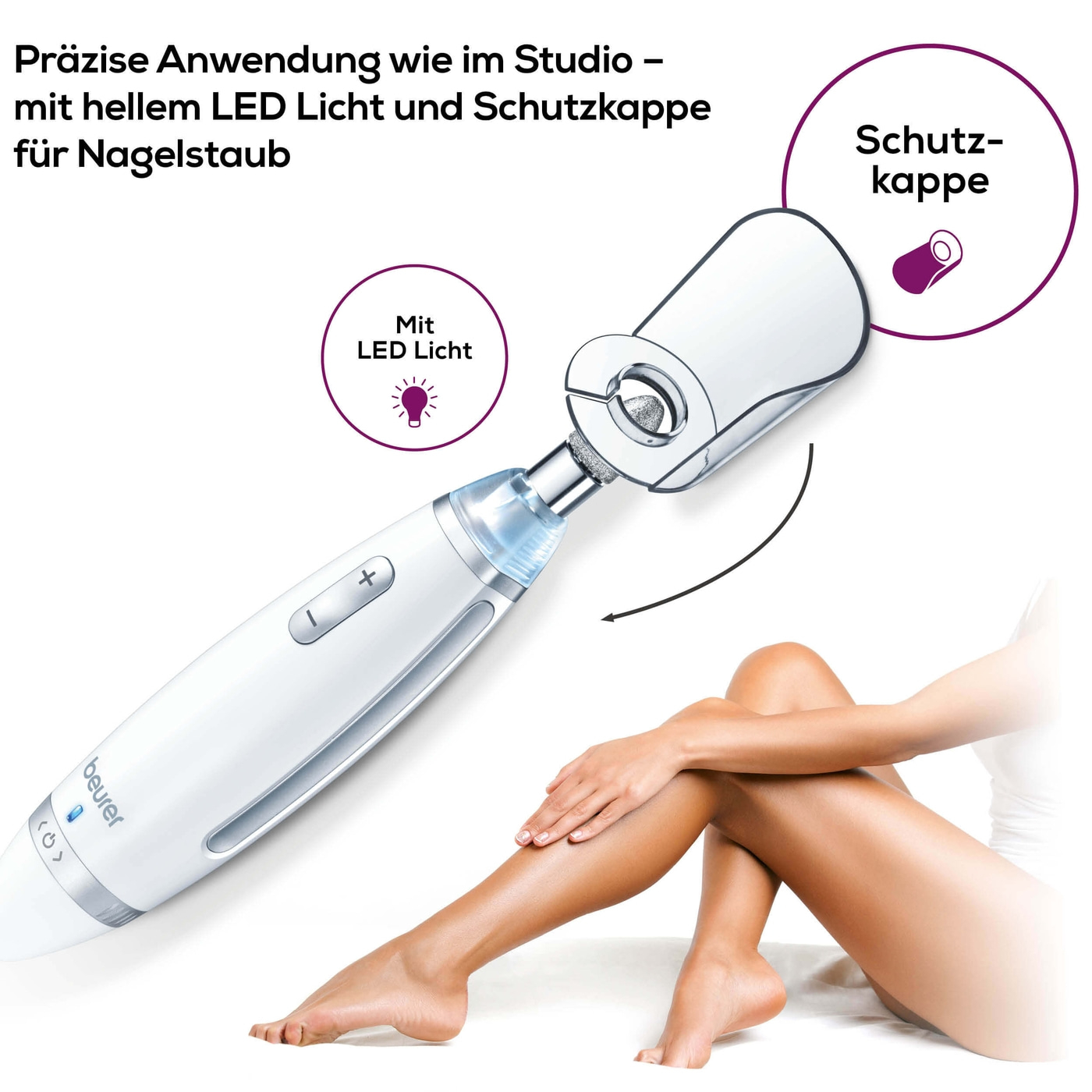 Beurer Maniküre-/Pediküreset MP 62-Stufenlos regelbarer Nagelfräser für Maniküre & Pediküre mit 10 Aufsätzen