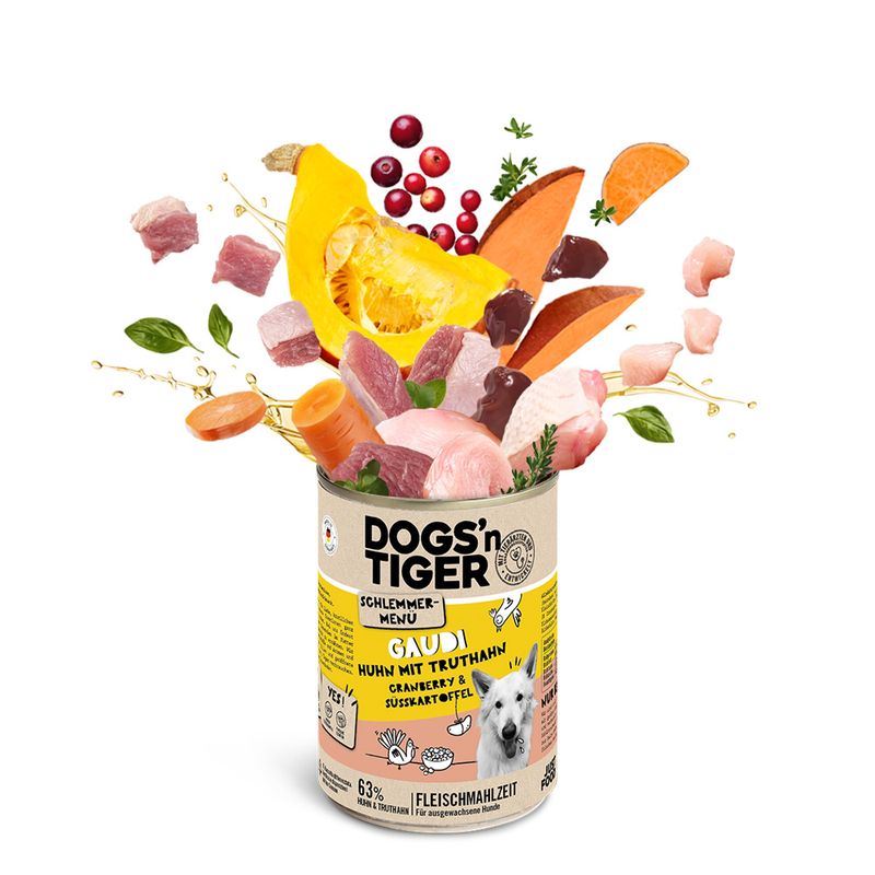 Sparpaket Dogs'n Tiger Schlemmermenü für Hunde 12 x 400 g