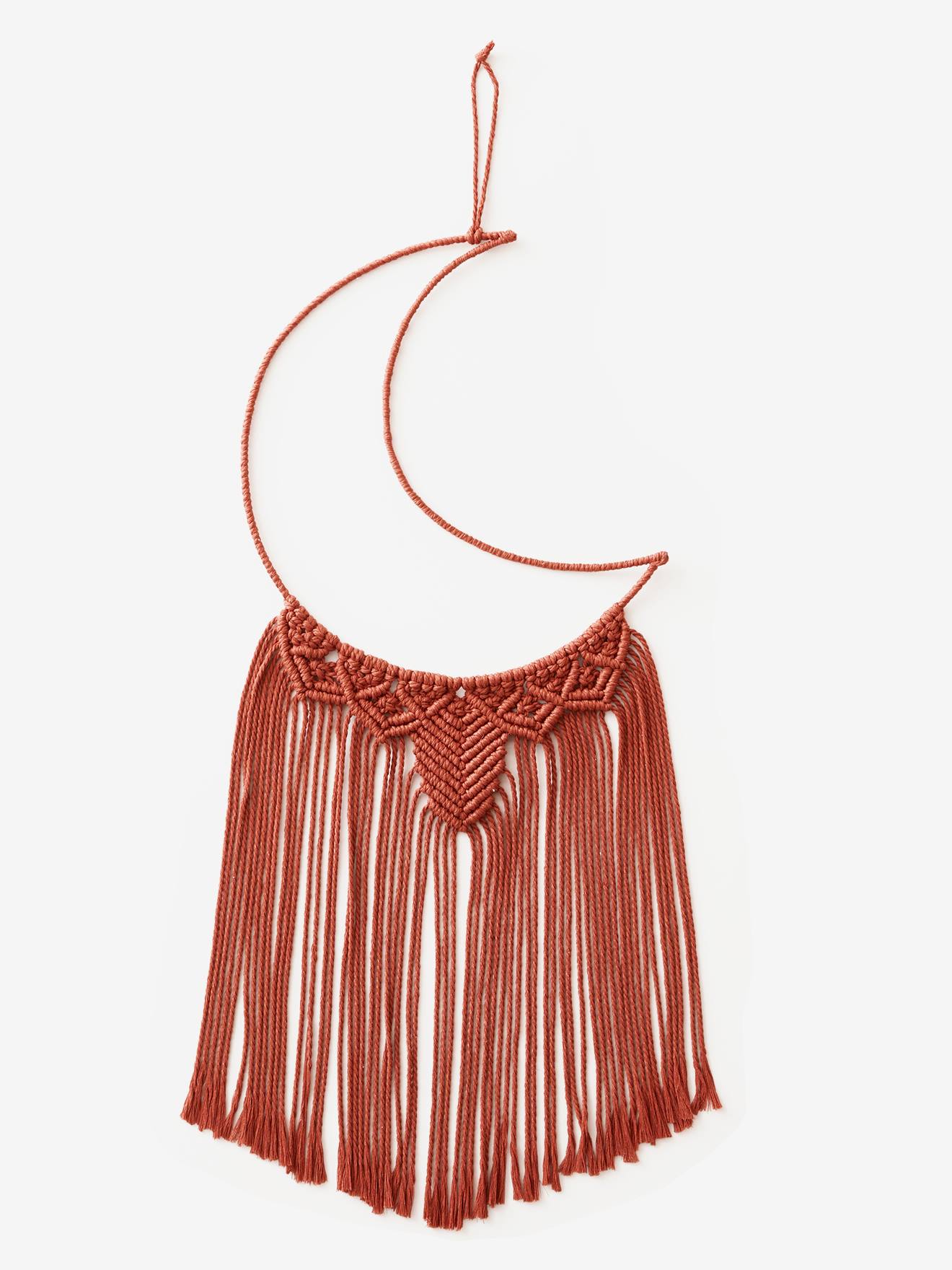Attrape-rêves XL lune en macramé terracotta