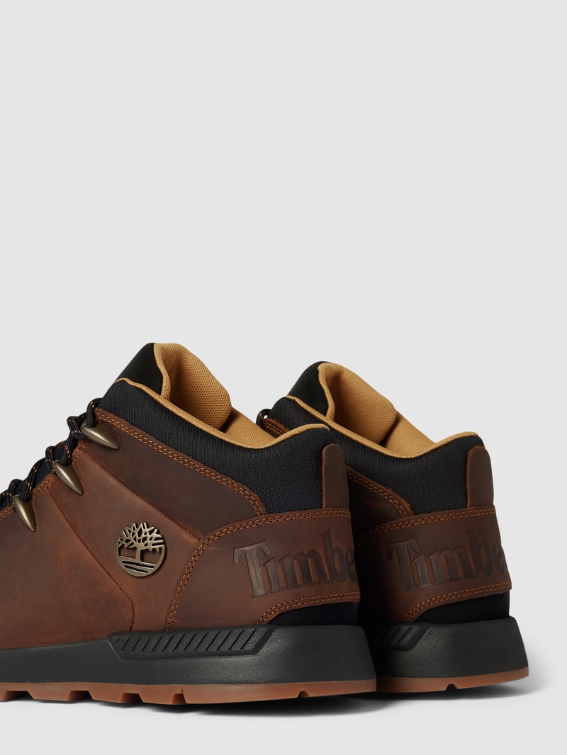 Schnürstiefel mit Label-Detail Modell 'CATHAY' in mittelbraun