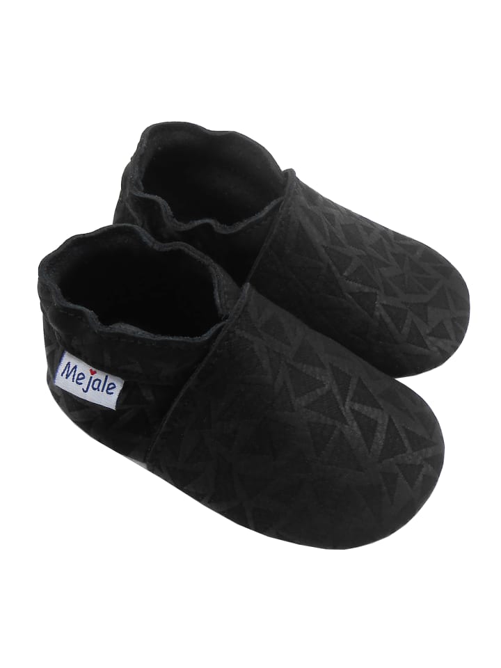 Yalion Leder-Krabbelschuhe in Schwarz günstig kaufen