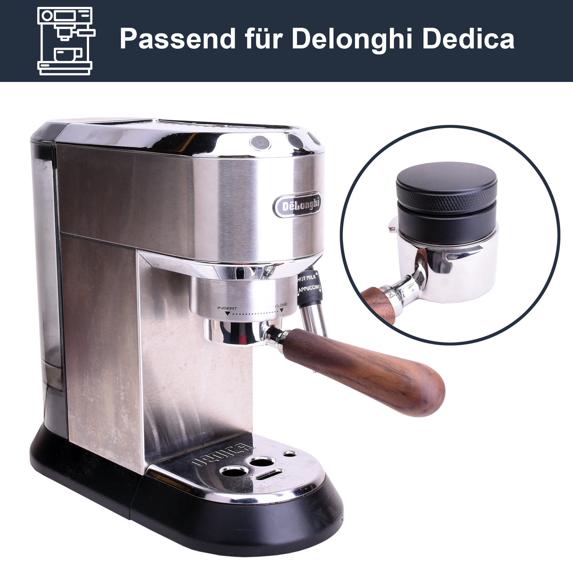 JOEFREX Tamper Coffee Distributor - Level Tamper für Delonghi Dedica 51mm