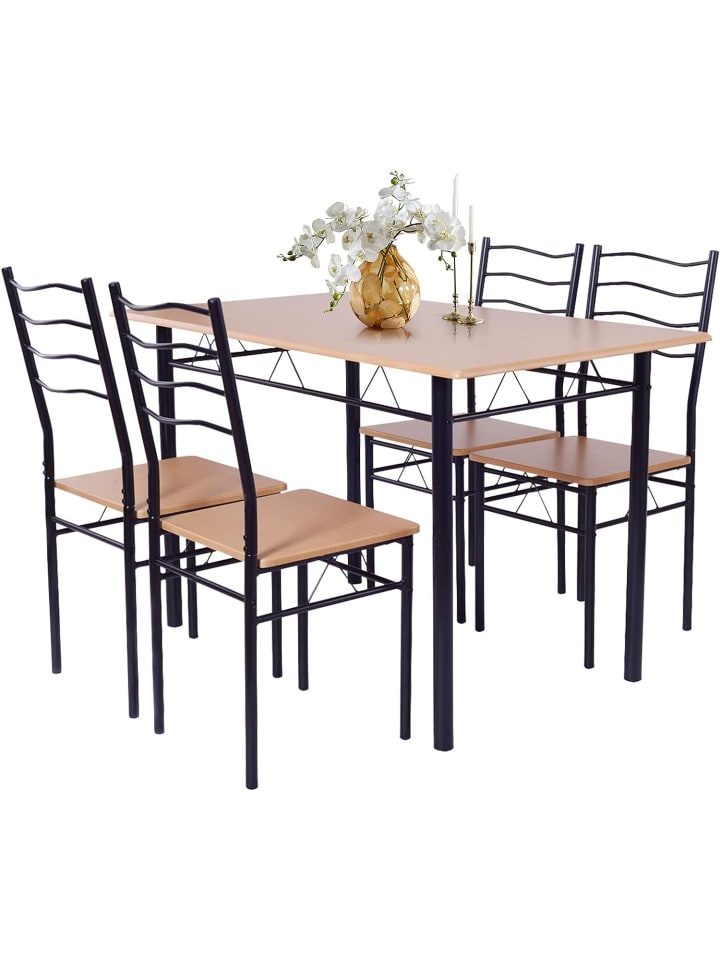 COSTWAY Essgruppe 5 tlg Set in Schwarz günstig kaufen onesize