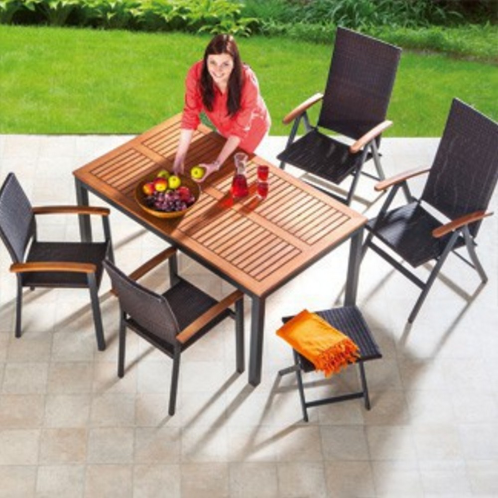 Solax Sunshine Alu-Gartentisch mit Holzplatte GENUA - Braun SE