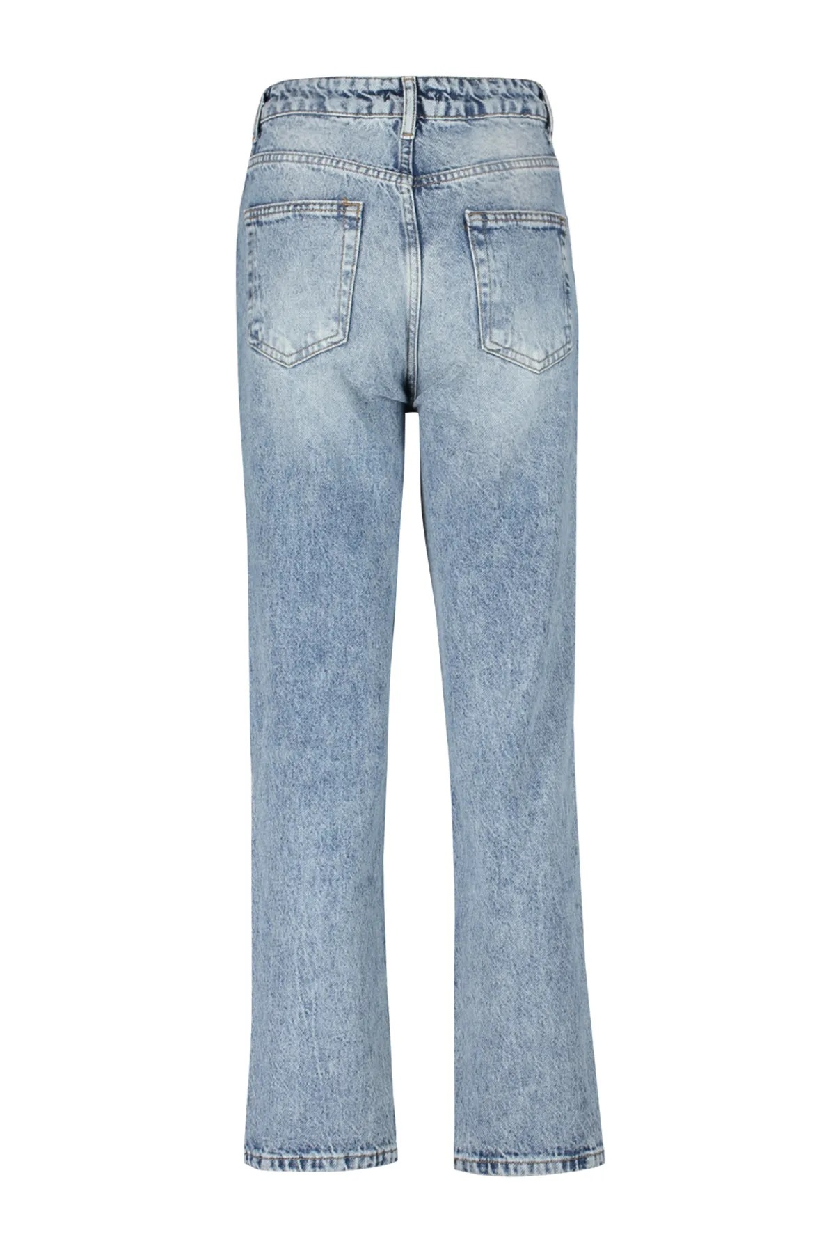 Trendyol Collection  Dunkelblaue gerade Jeans mit hoher Taille TWOAW24JE00082