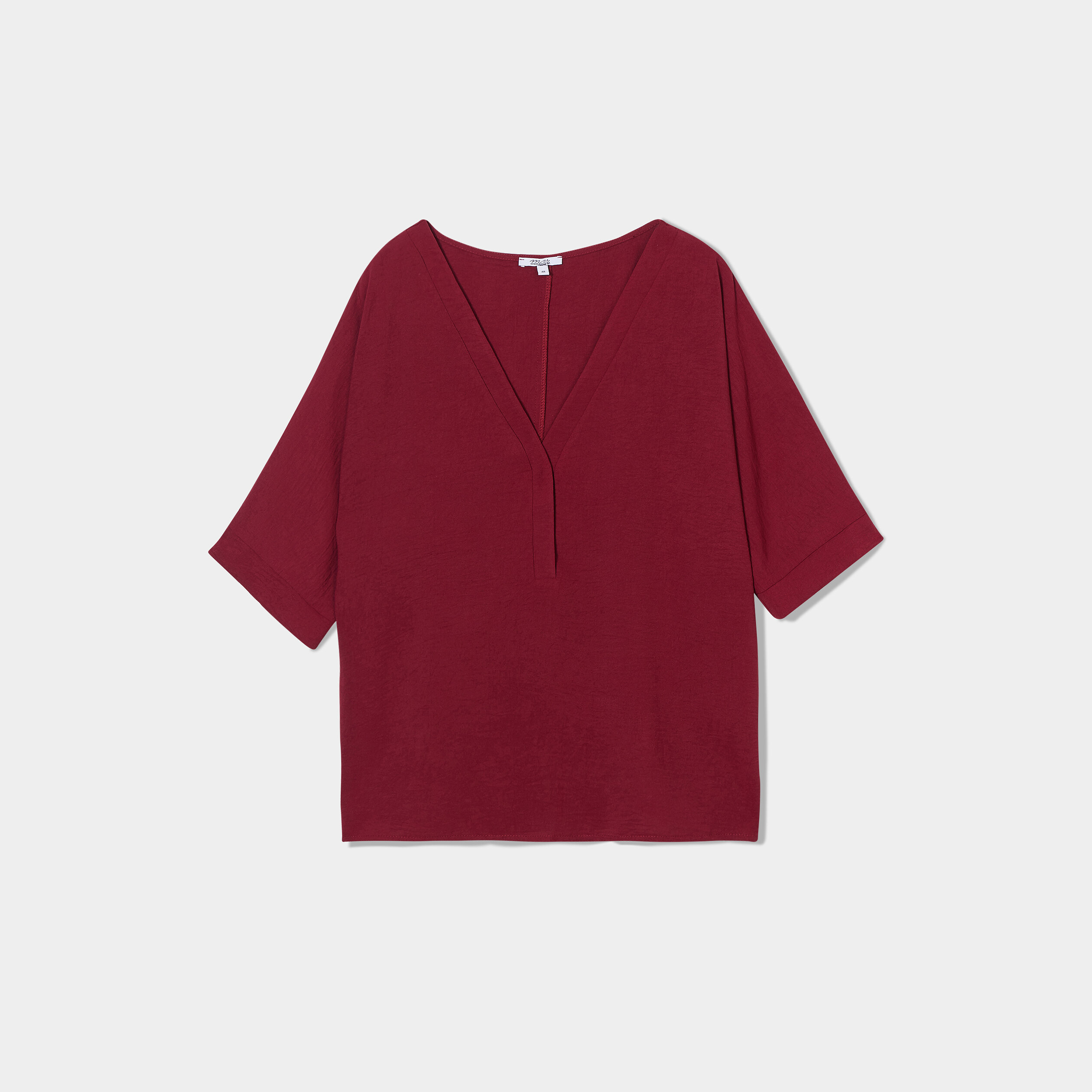 Blouse col en V manches chauves-souris bordeaux femme grande taille | La Halle