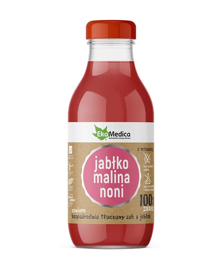 Ekamedica obuolių ir aviečių bei noni sultys