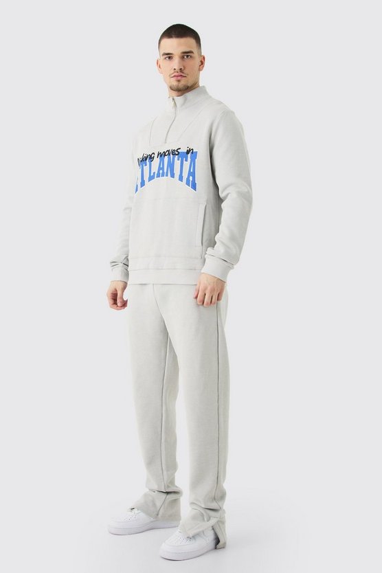 Tall Atlanta Sweatshirt-Trainingsanzug mit 1/4 Reißverschluss und Trichterkragen