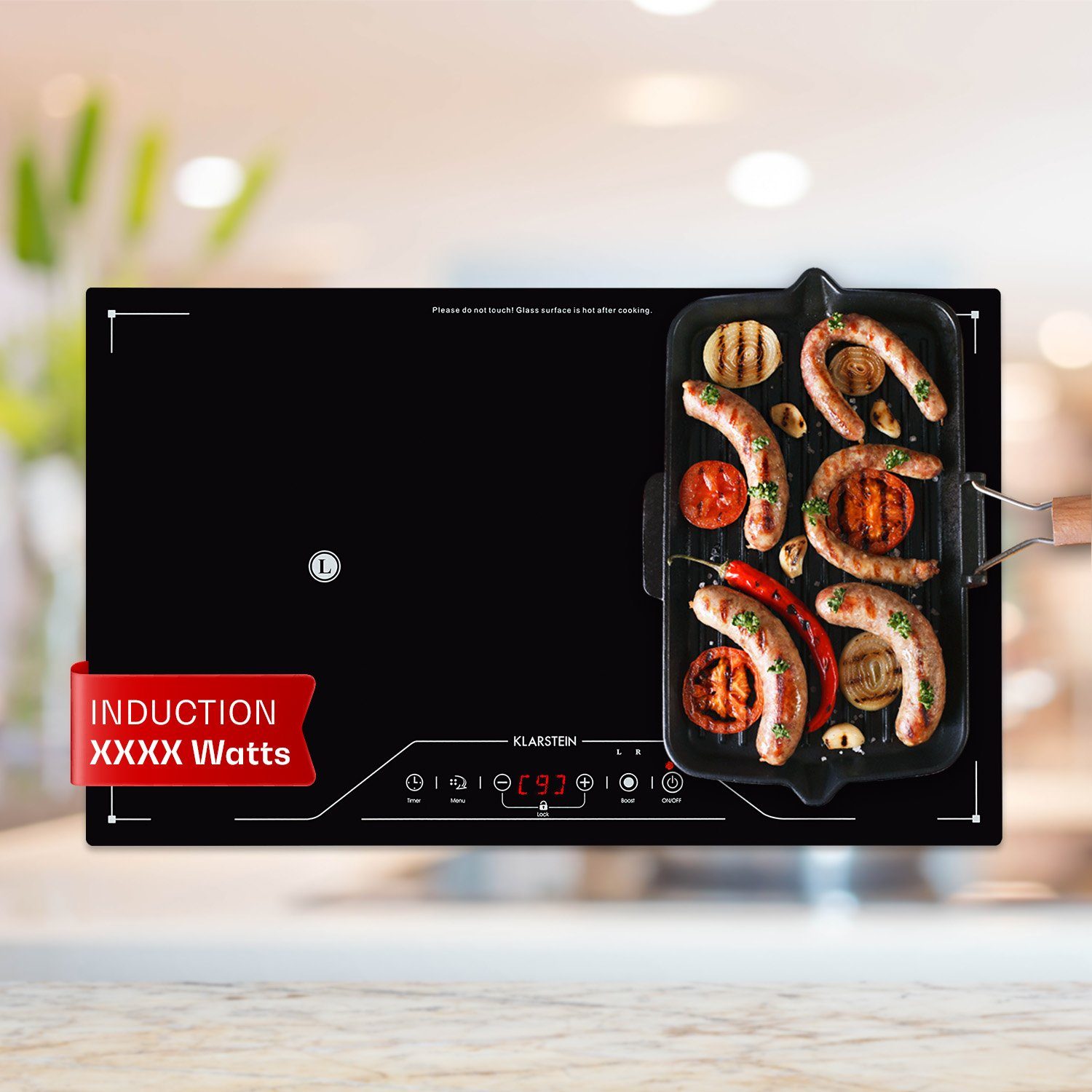 Klarstein Induktions-Kochfeld Deejay Freizonen-Induktionskochfeld 3500 W Glaskeramik Touch schwarz CP5-Deejay, Freizonen Induktionskochfeld Einbau Induktionsherd Kochplatten Herd