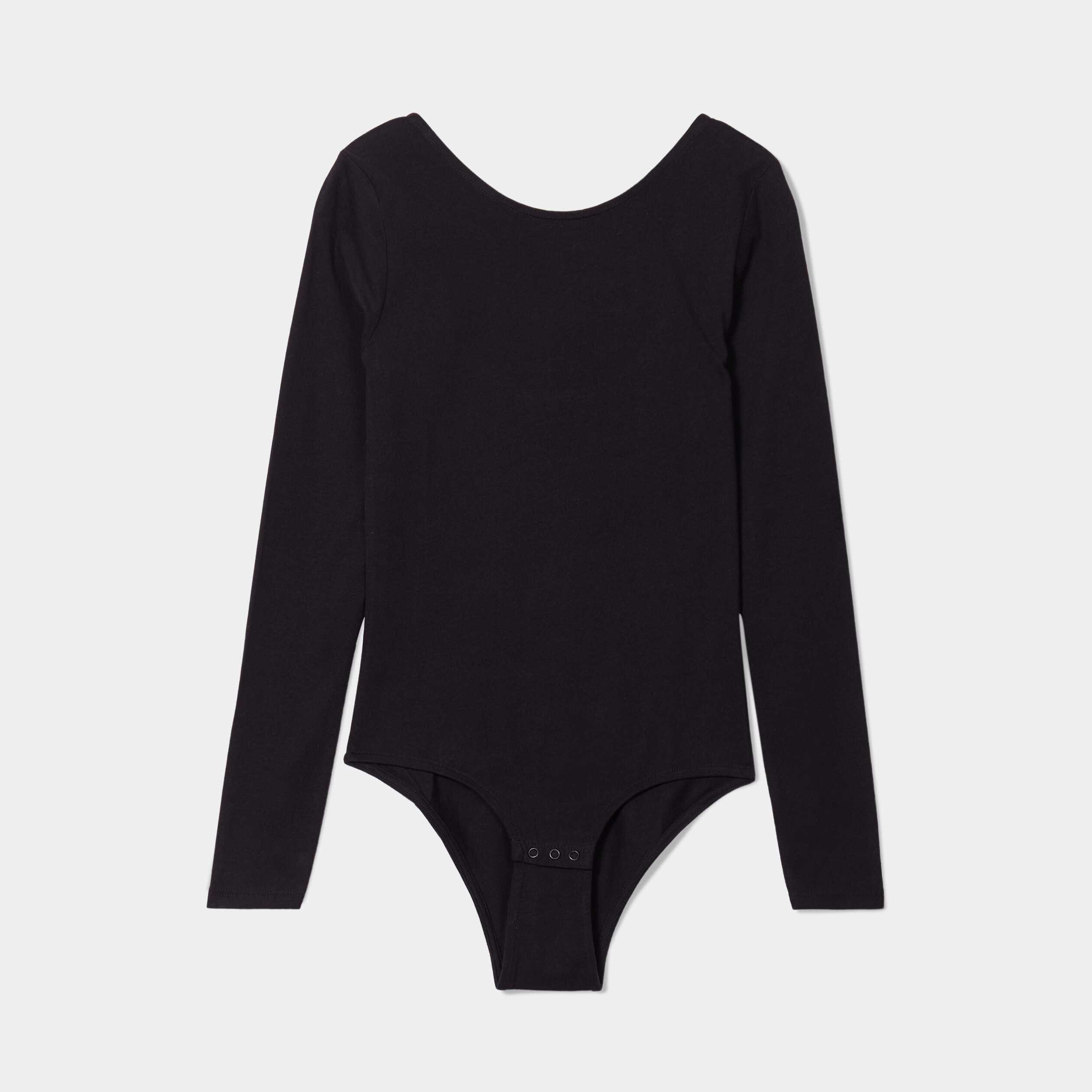 Body dos ouvert mnches longues coton noir femme | La Halle