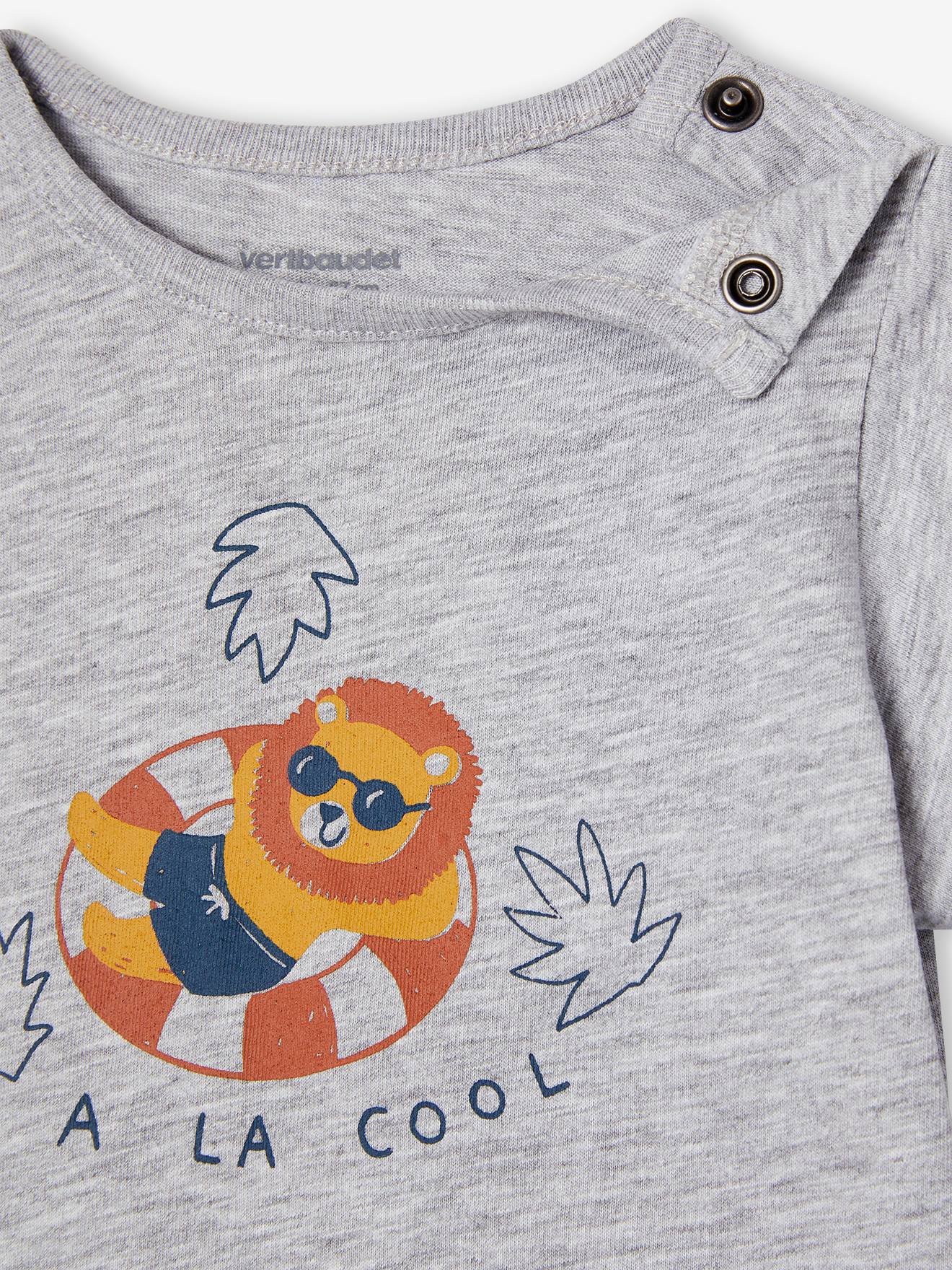 Ensemble T-shirt imprimé + short baggy bébé gris chiné