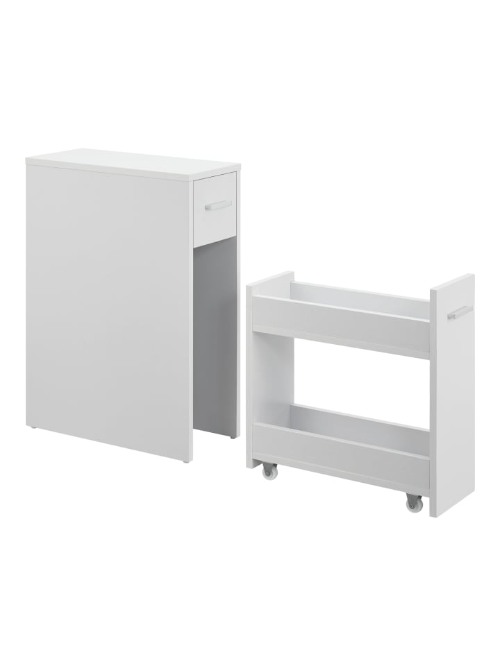 en.casa Badezimmerschrank Kauhajoki in Weiß (H)61cm (B)20cm (T)45cm günstig kaufen onesize