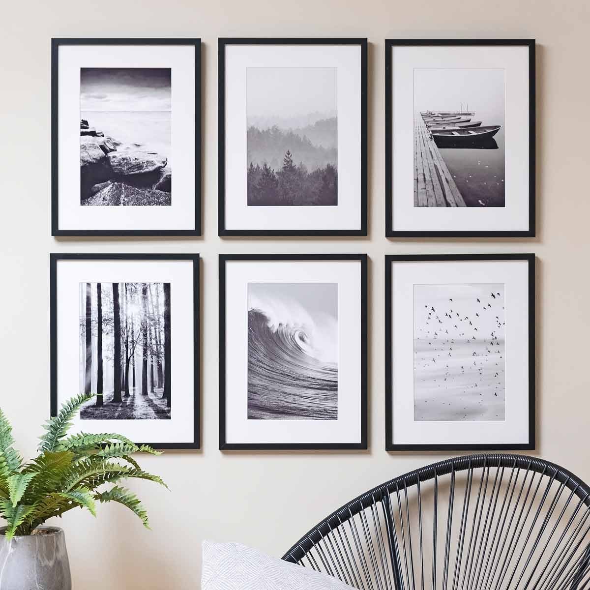 PHOTOLINI Bilderrahmen 6er Set 30x40 cm Modern Schmal mit Passepartout