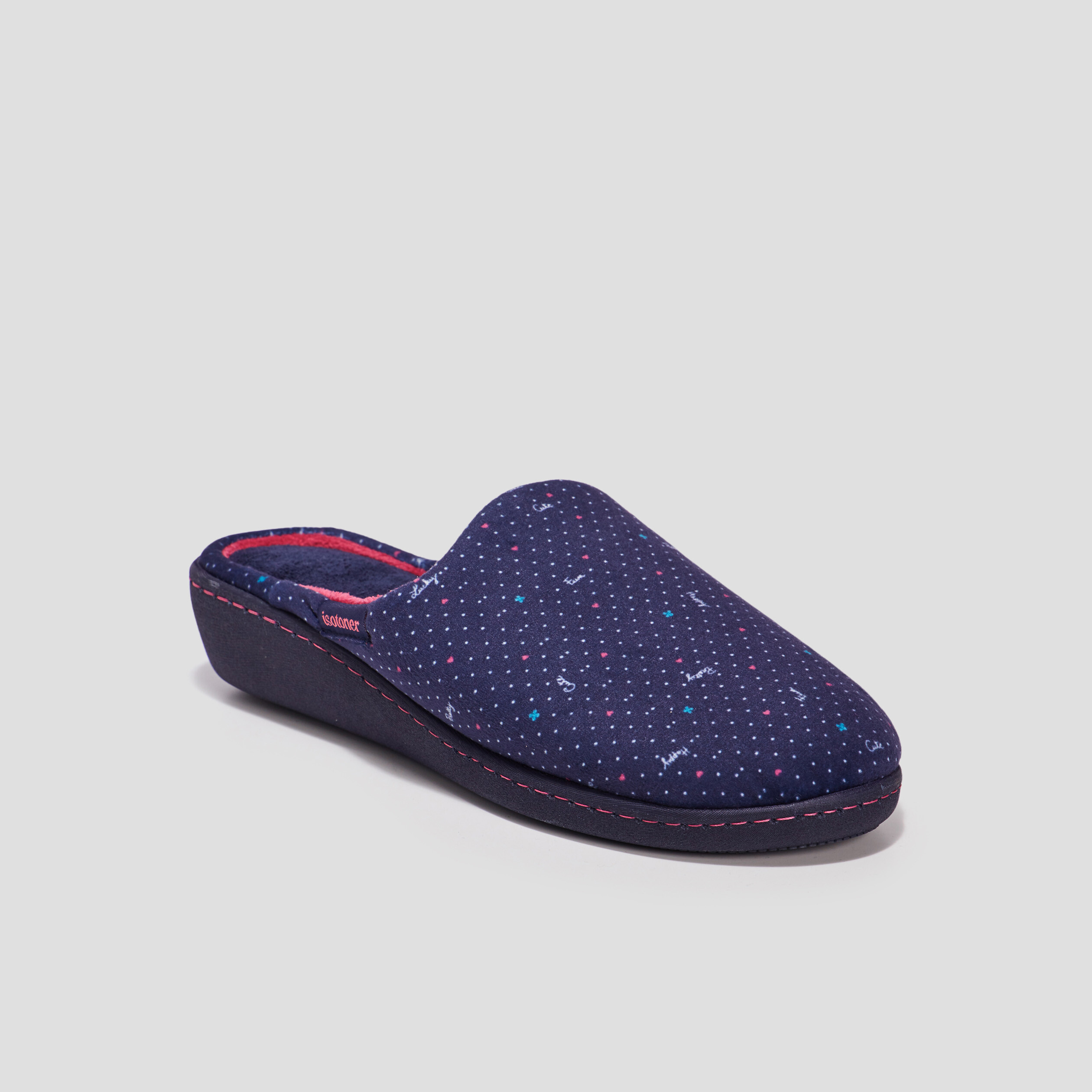 Chaussons mules compensés Isotoner bleu femme | La Halle