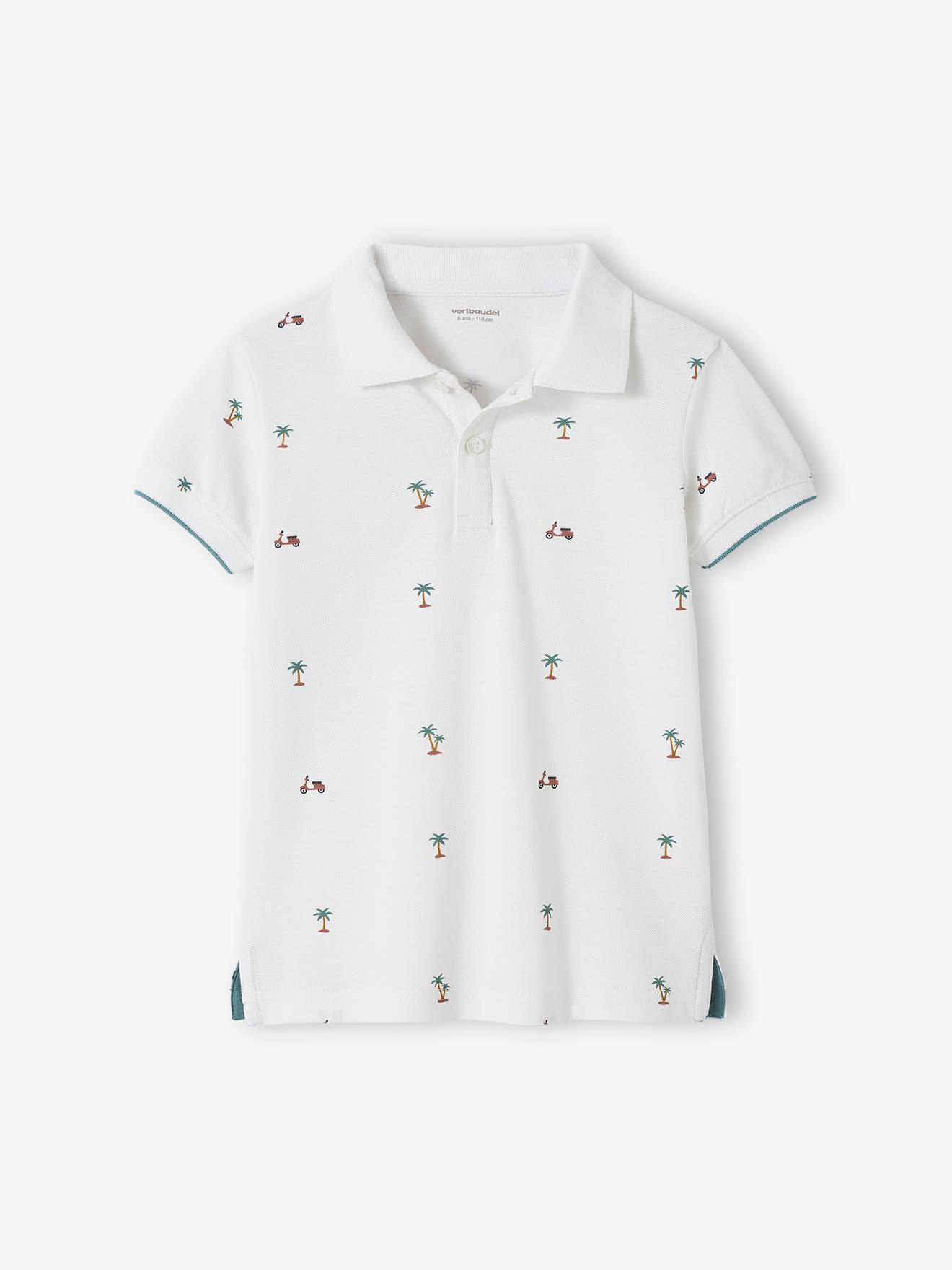 Vertbaudet Jungen Poloshirt, Pikee Oeko-Tex - wollweiß