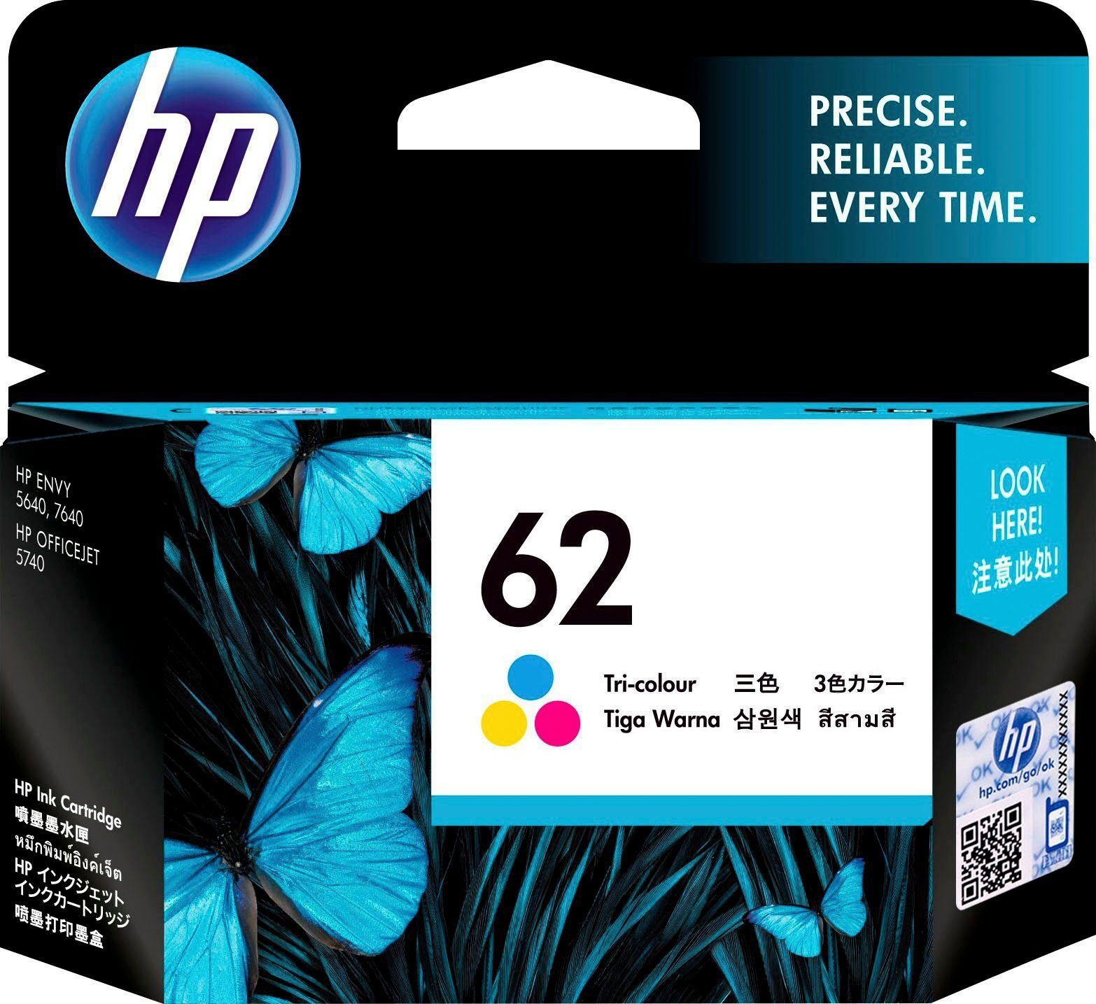 HP 62 Tintenpatrone (original Druckerpatrone 62 cyan/magenta/gelb)
