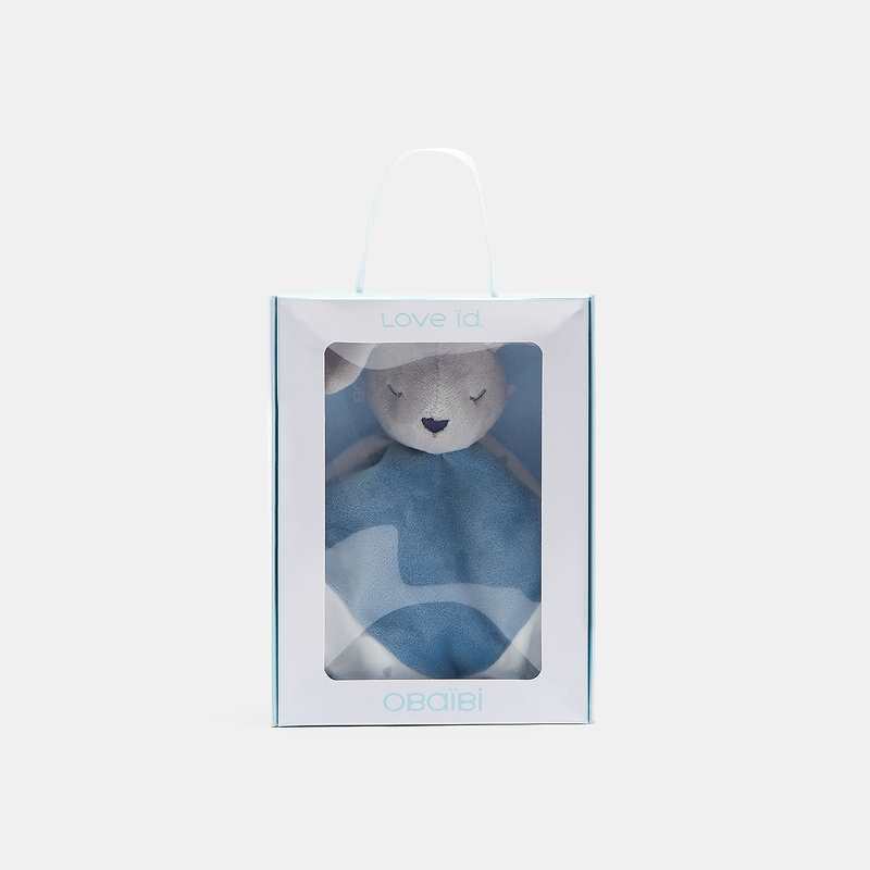 Doudou plat lapin et boîte cadeau bleu naissance