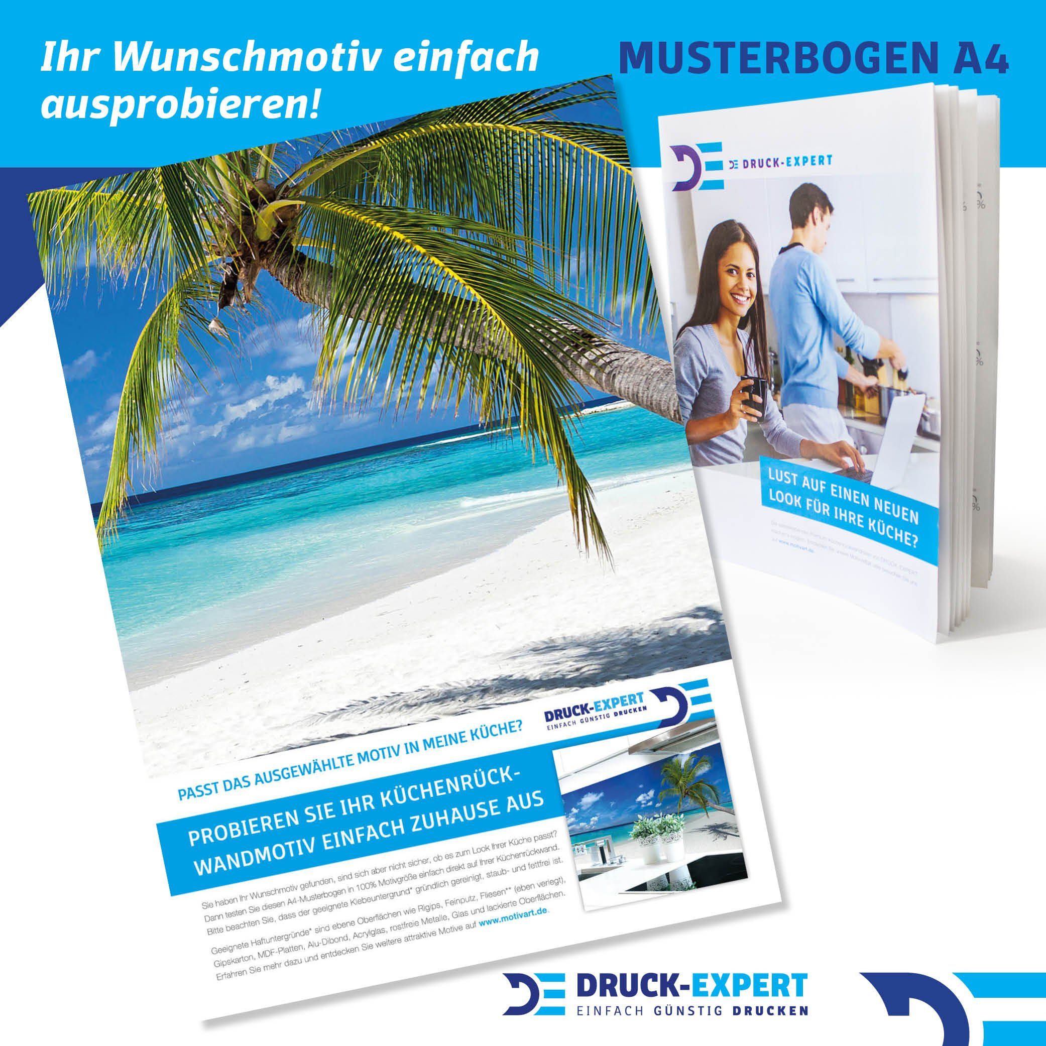 DRUCK-EXPERT Küchenrückwand Küchenrückwand Palmen Strand Premium Hart-PVC 0,4 mm selbstklebend