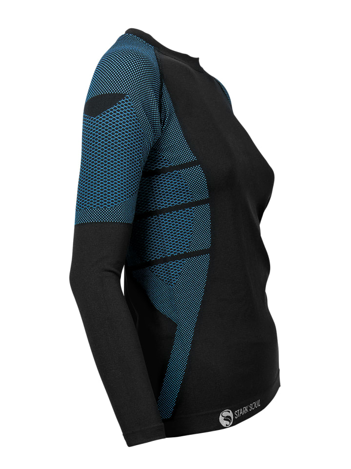 Stark Soul® Skiunterwäsche - Hemd Langarm Funktionswäsche in schwarz/türkis günstig kaufen