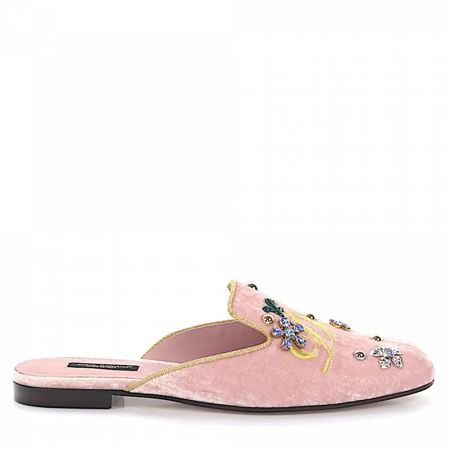 Dolce & Gabbana - Pantoletten JACKIE R Samt - pink