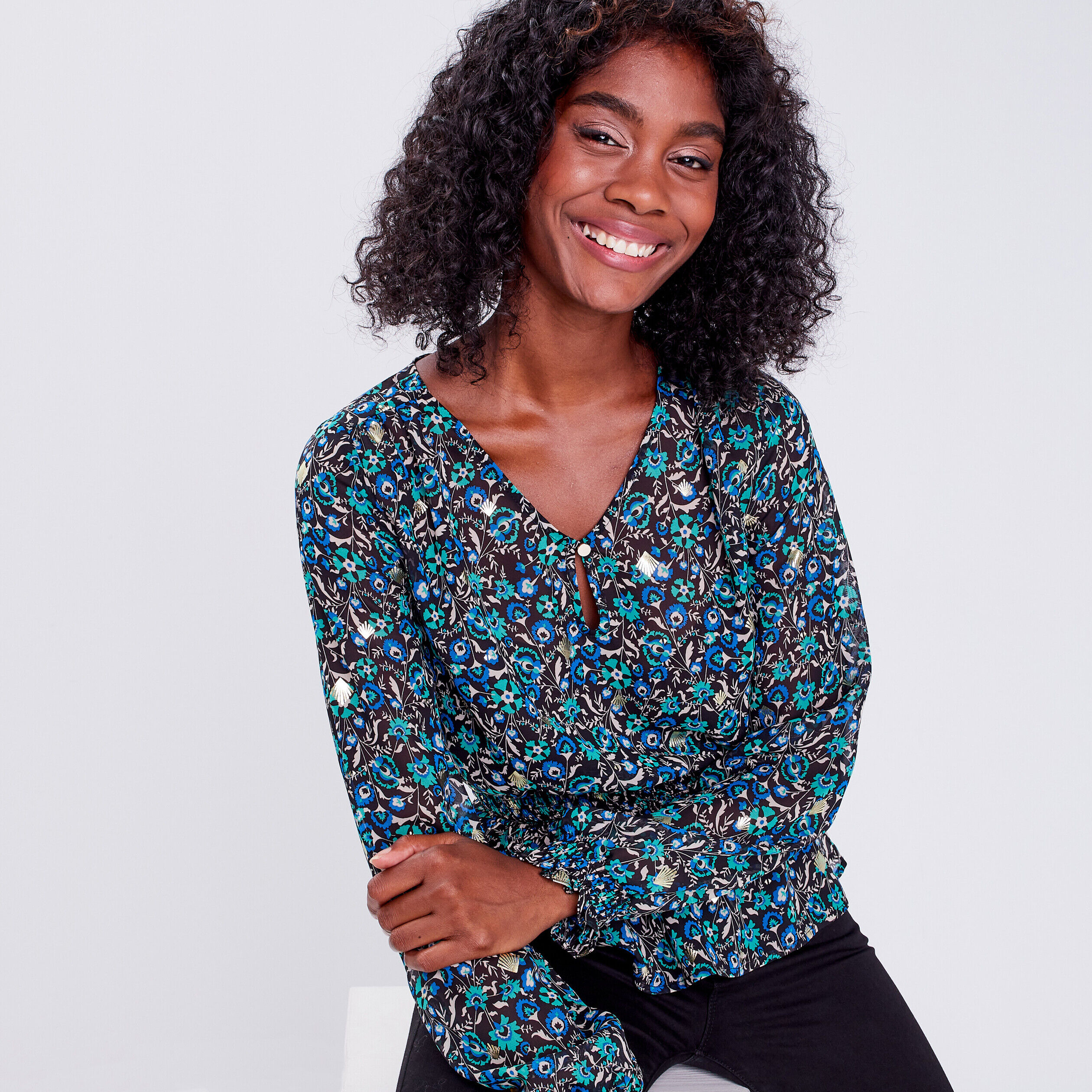 Blouse manches longues noir femme | Cache Cache