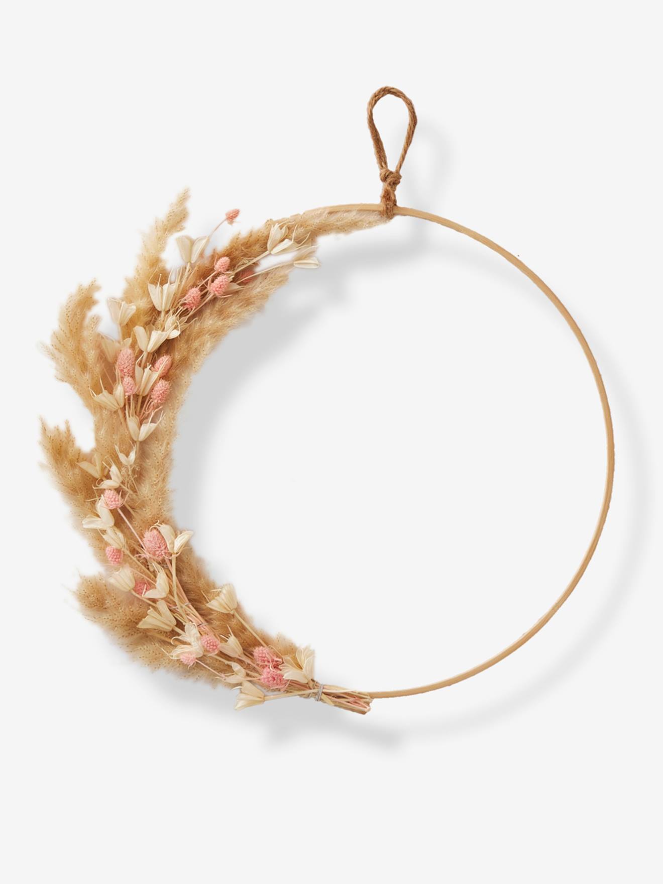 Couronne de fleurs séchées rose