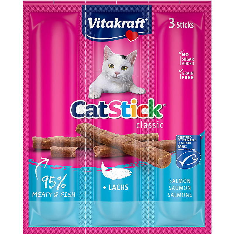 Vitakraft Cat-stick 3-pk, Laks MSC