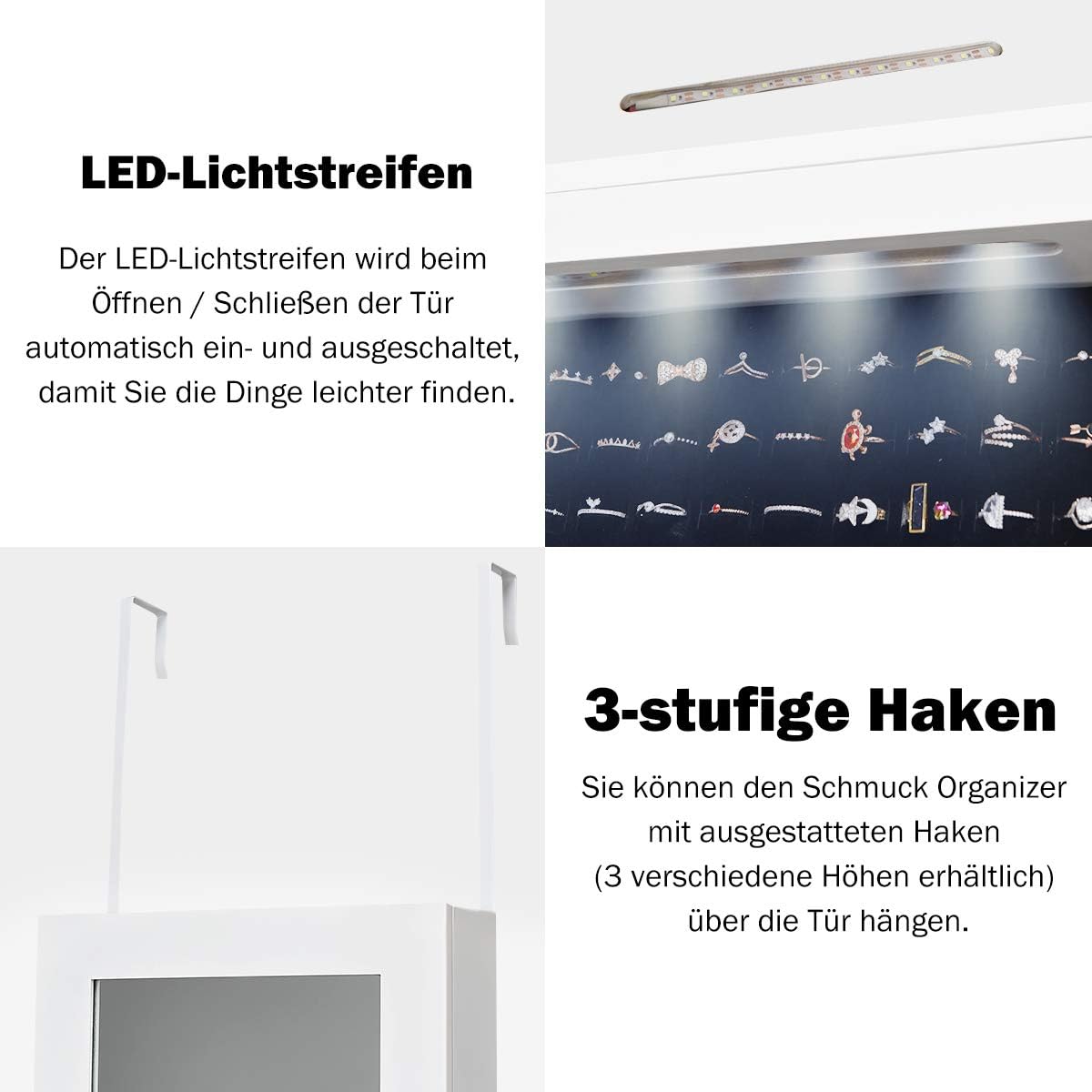 Costway COSTWAY Schmuckschrank mit LED Leuchten