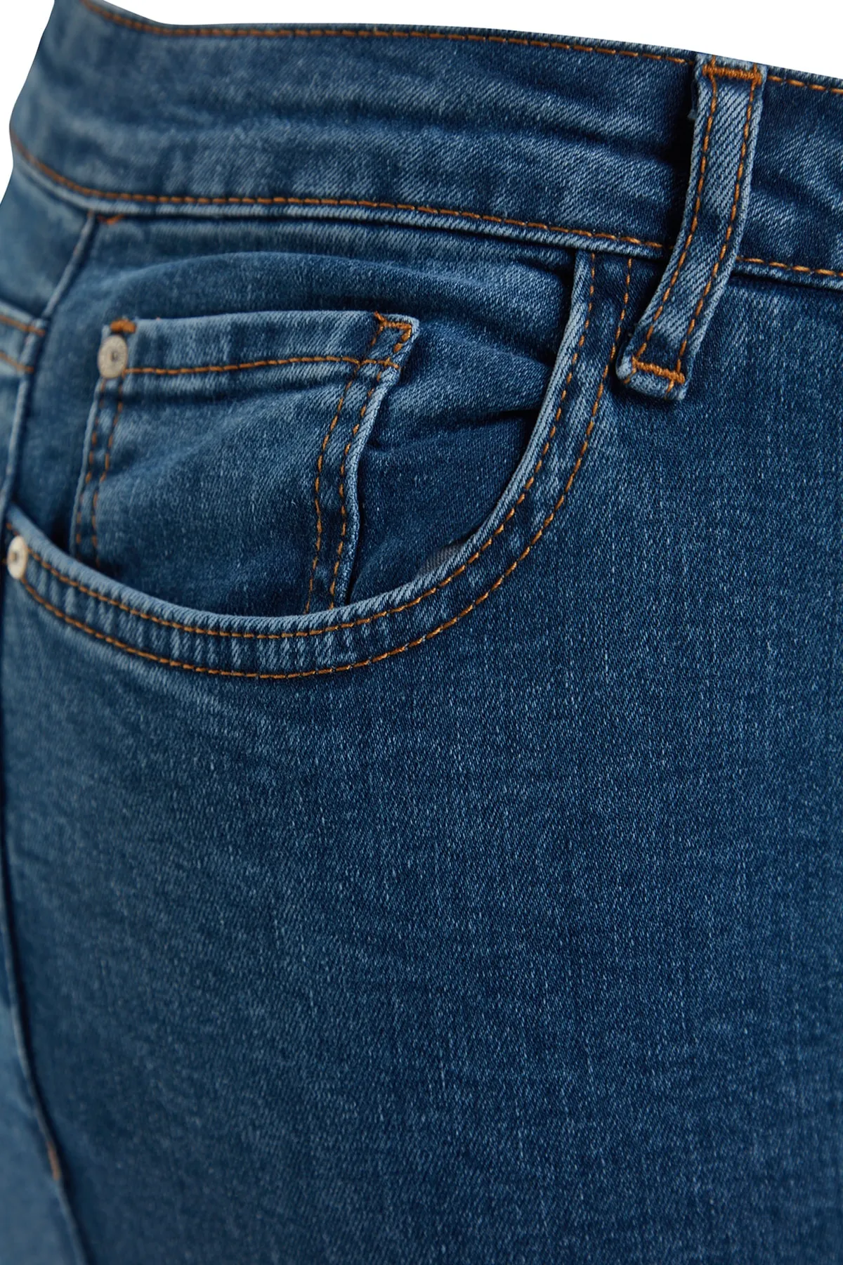 Trendyol Curve  Blaue, dehnbare Skinny-Jeans mit hoher Taille TBSSS22JE00007