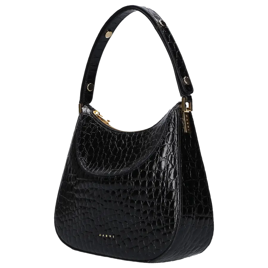 Marni - Schultertasche MILANO Kalbsleder - schwarz