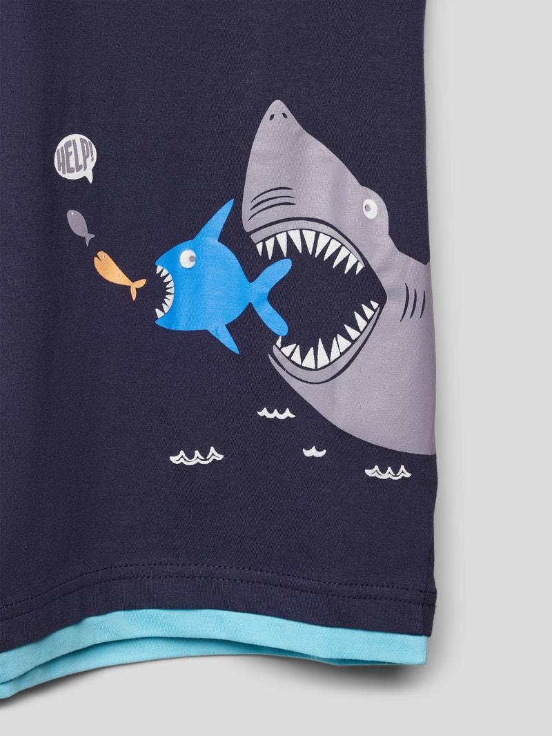 T-Shirt mit Motiv-Print in blau