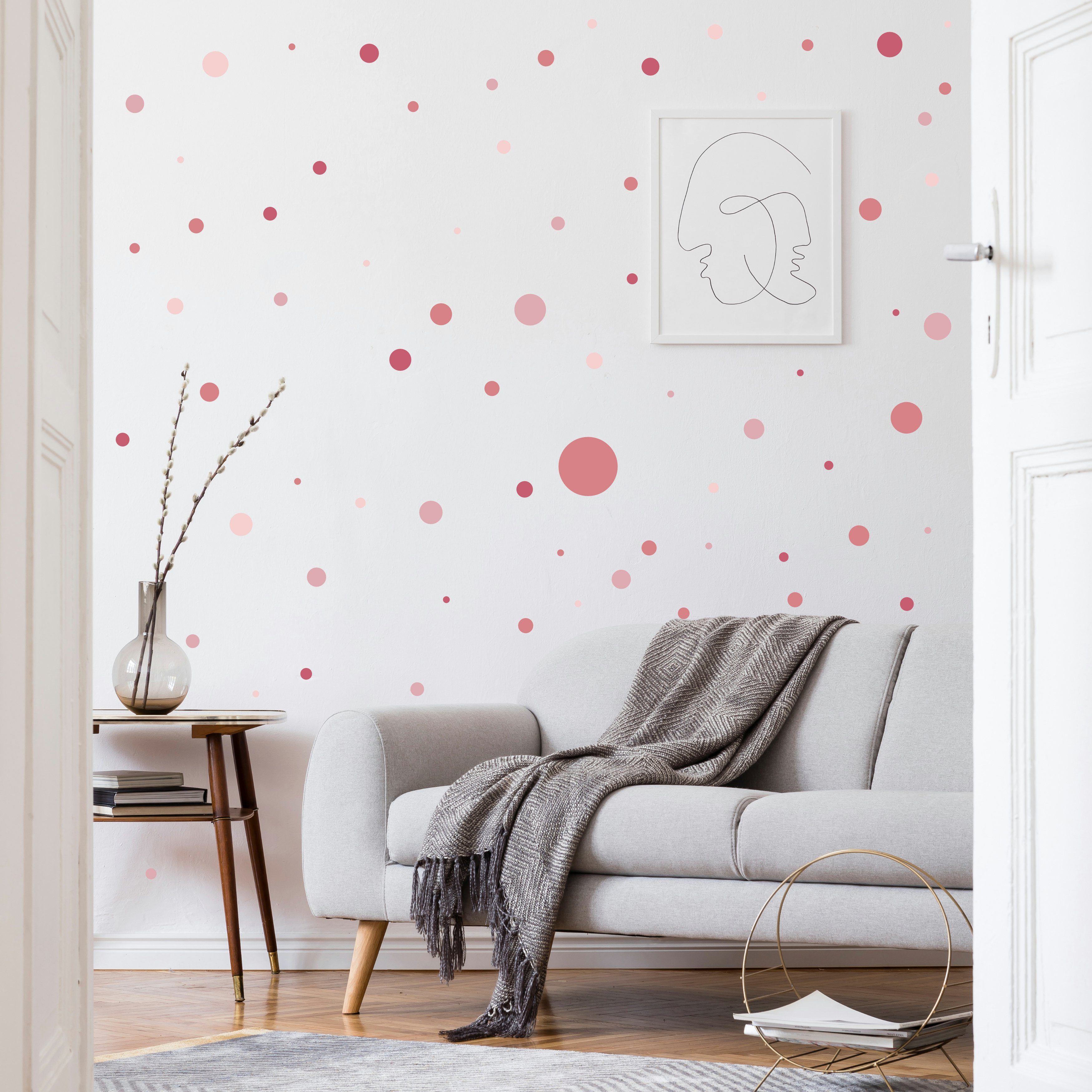 PUNALU Wandtattoo Kreis Set 176 Stück Wandtattoo für Babyzimmer Kinderzimmer Aufkleber, selbstklebend, rückstandslos abziehbar
