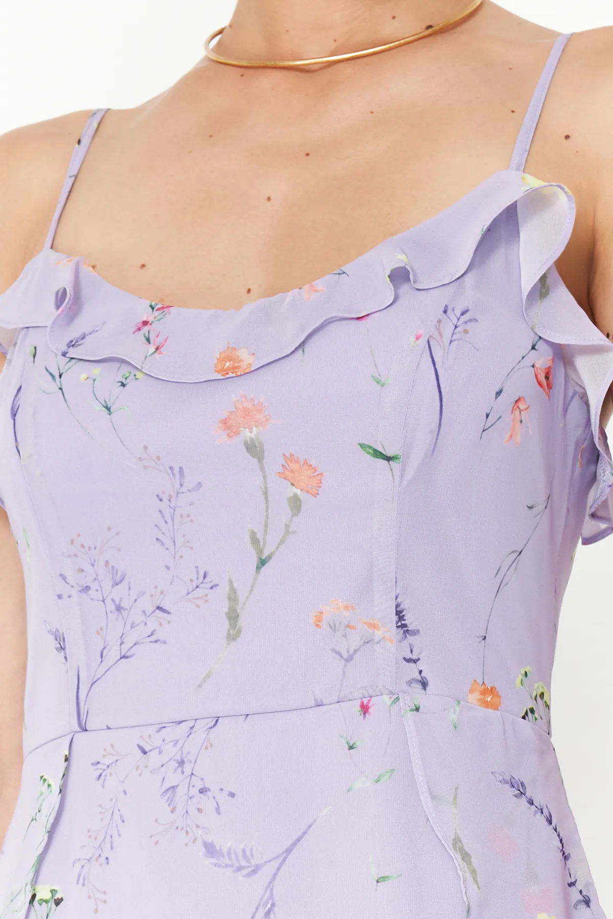 Trendyol Collection  Lila gewebtes Minikleid TWOSS20EL1267