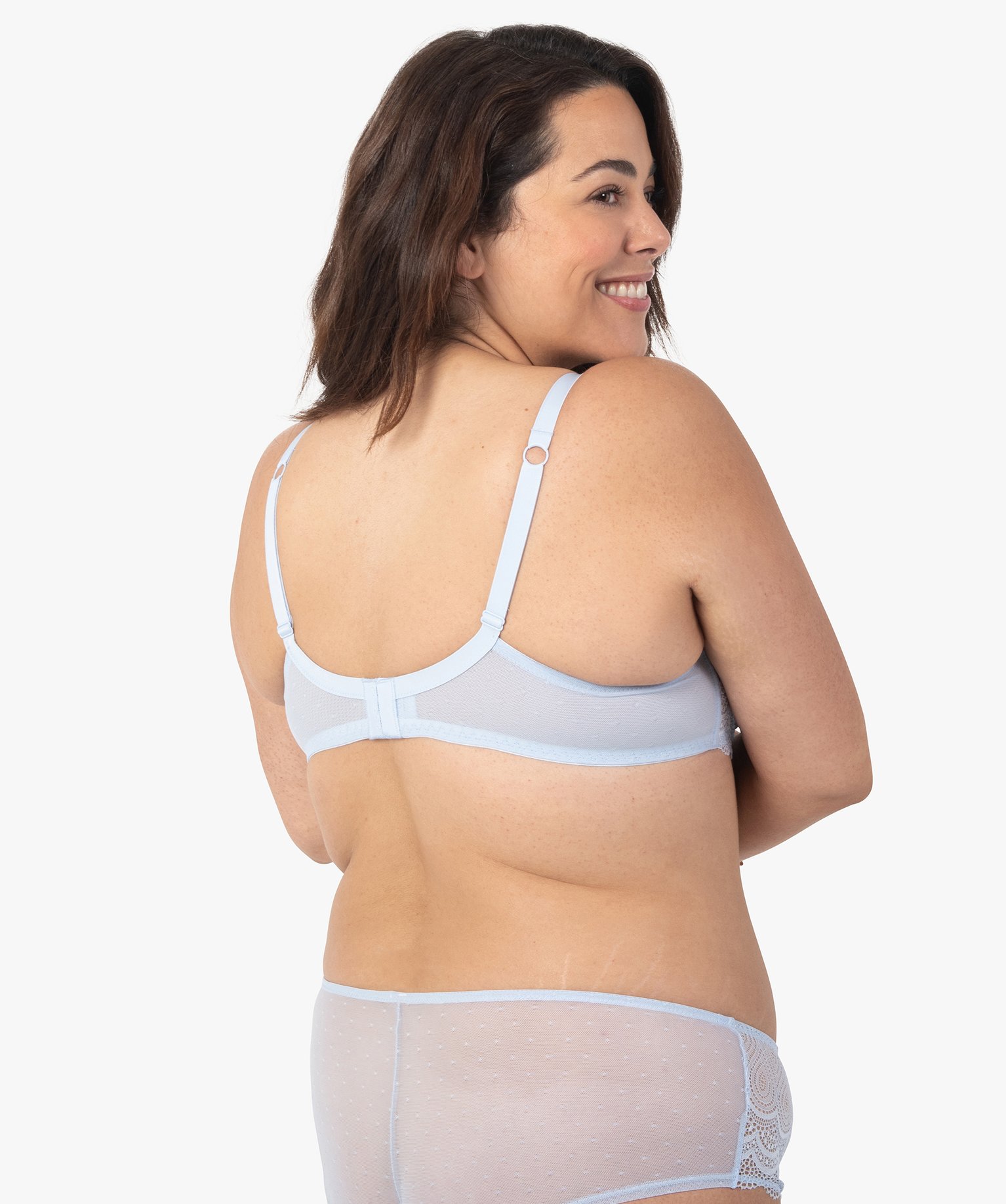 Soutien-gorge grande taille à armatures et coques fines bleu | GEMO