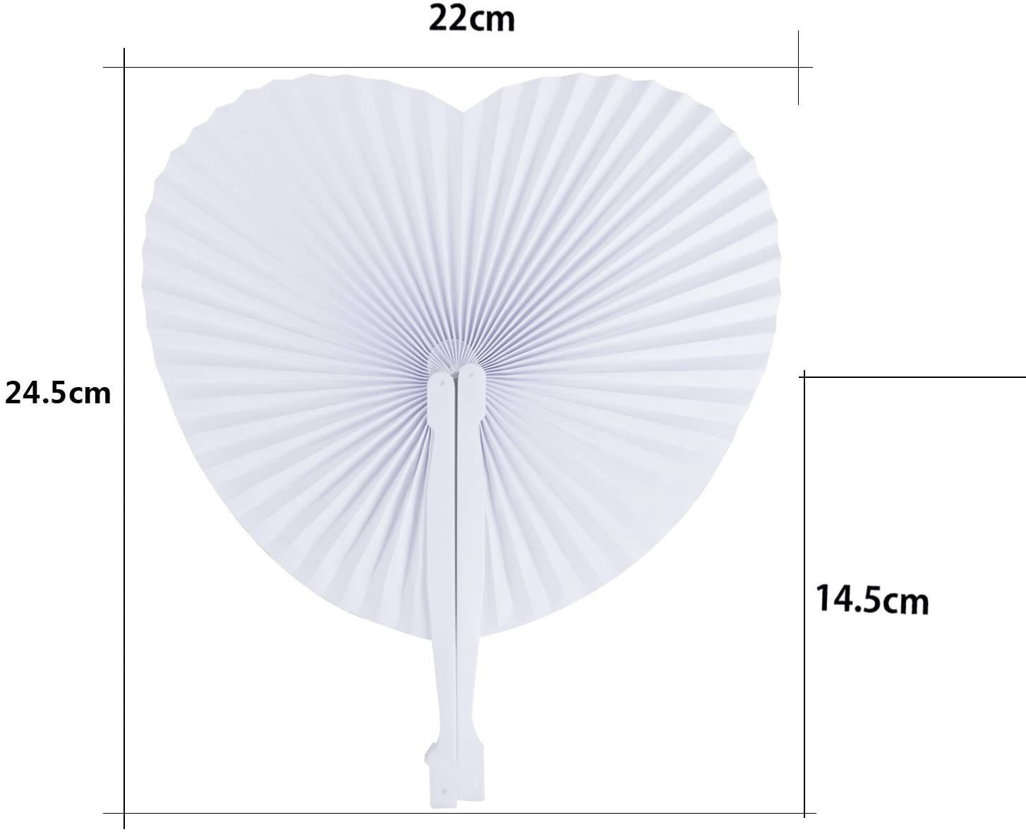 JedBesetzt Handfächer Fächer Hochzeit Papierfächer Herzförmiges Weiß Papierfächer Faltbar, (Satz, 24 * Liebespapierfächer), Sehr praktische und beliebte Geschenke im Sommer.