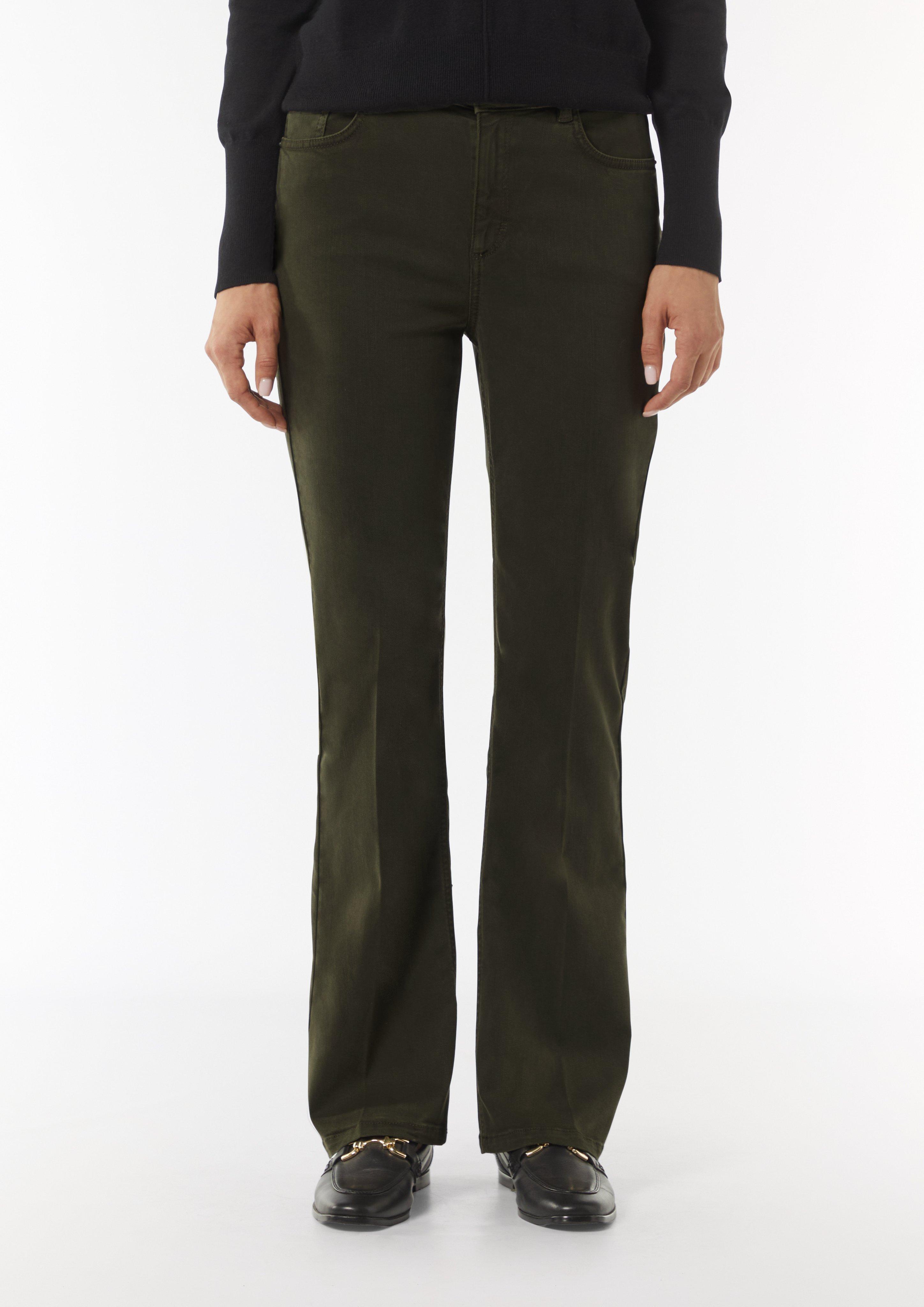 Hose mit Flared Leg - olivgrün