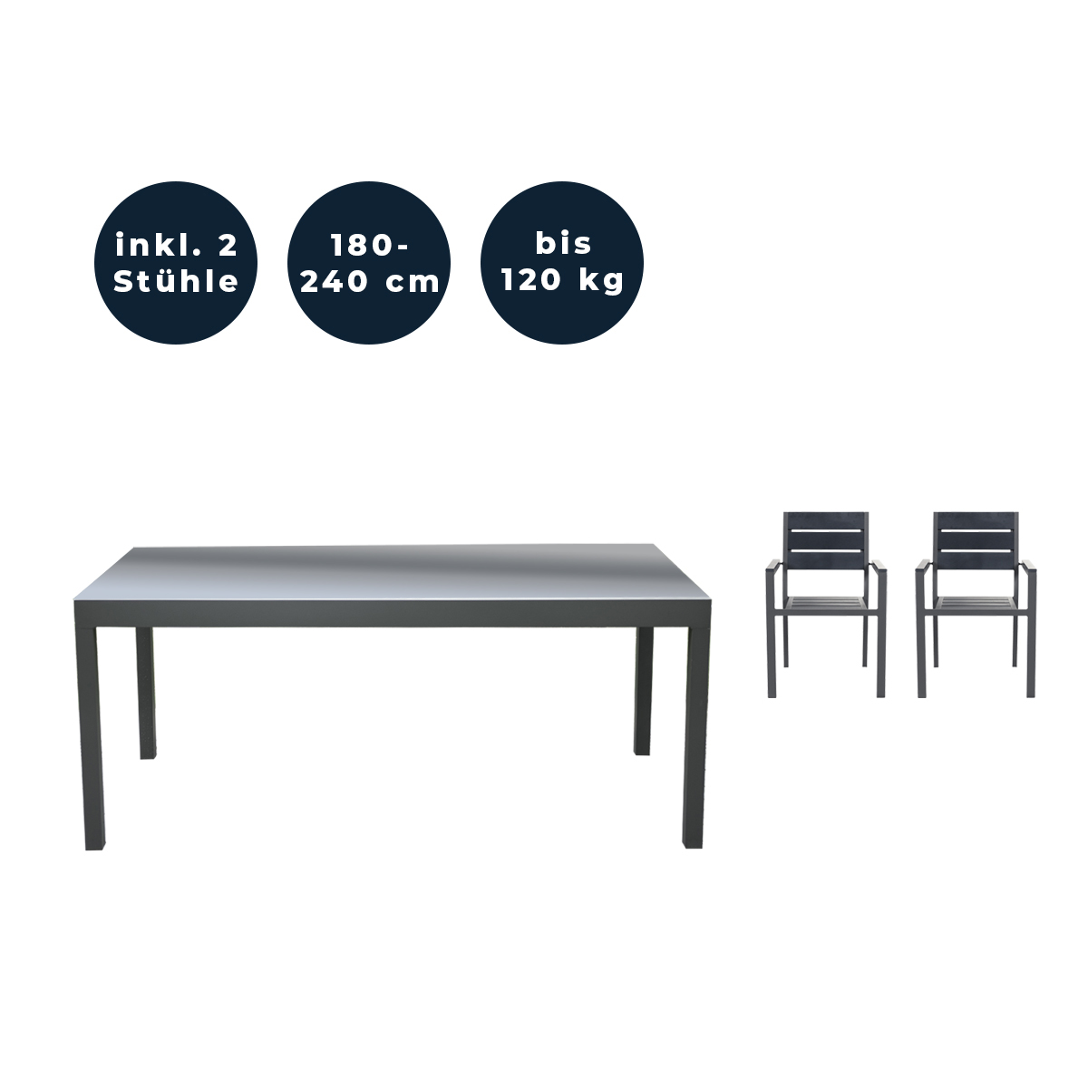 Home Deluxe Sitzgruppe SOL MADERA 2 Stühle