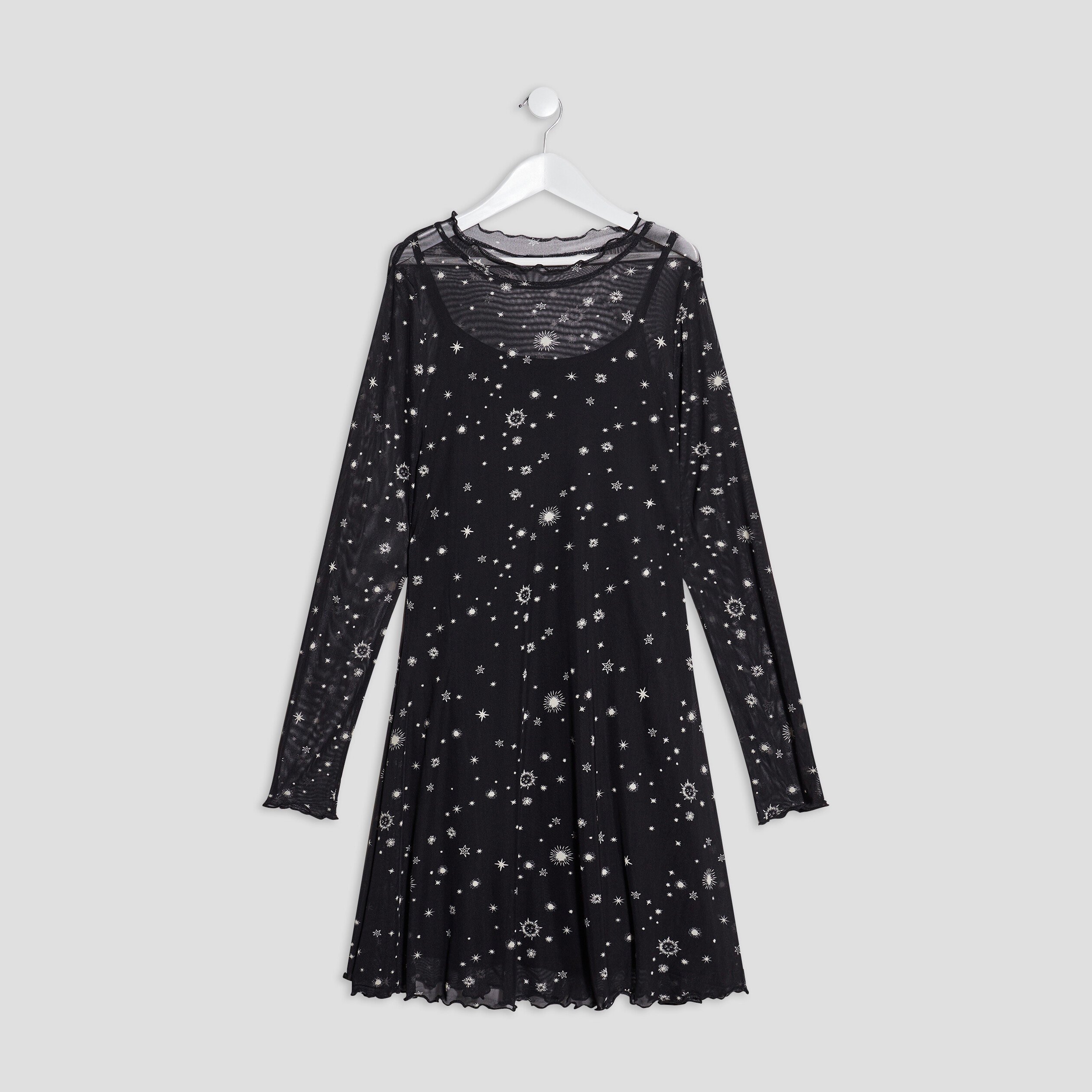 Robe de soirée droite manches longues noir femme | La Halle
