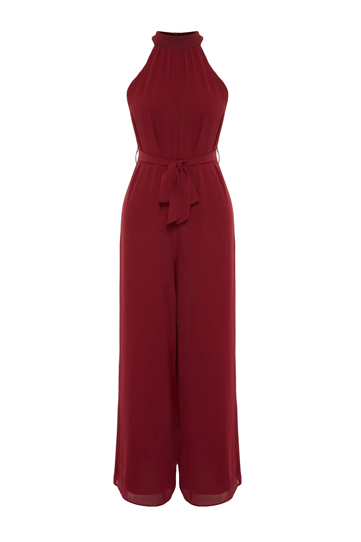 Trendyol Collection  Burgunderfarbener Maxi-Chiffon-Weboverall TWOSS23TU00093