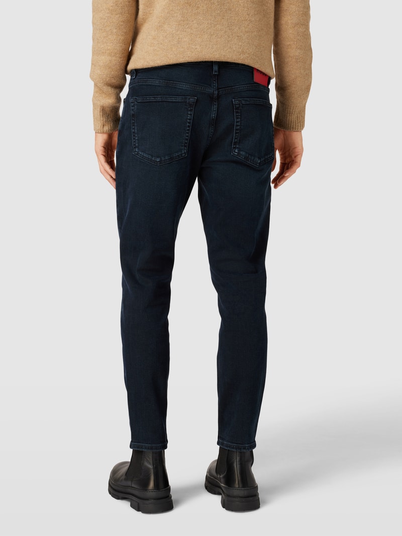 Slim Fit Jeans mit Label-Details Modell 'HUGO' in marineblau