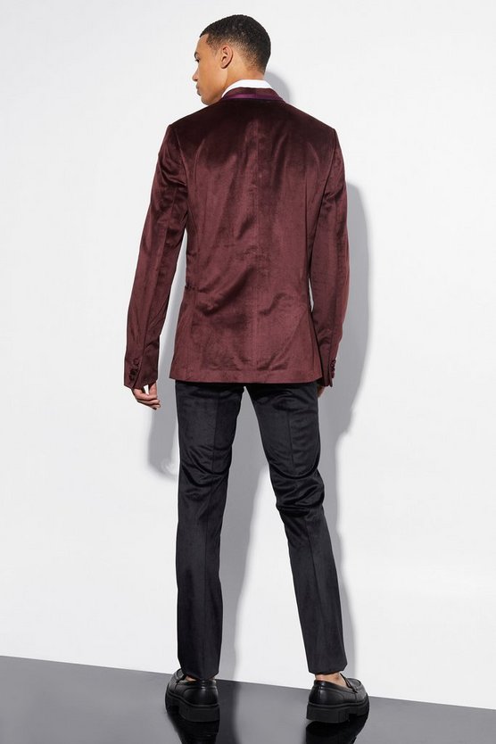 Tall Zweireihiger Velour-Blazer