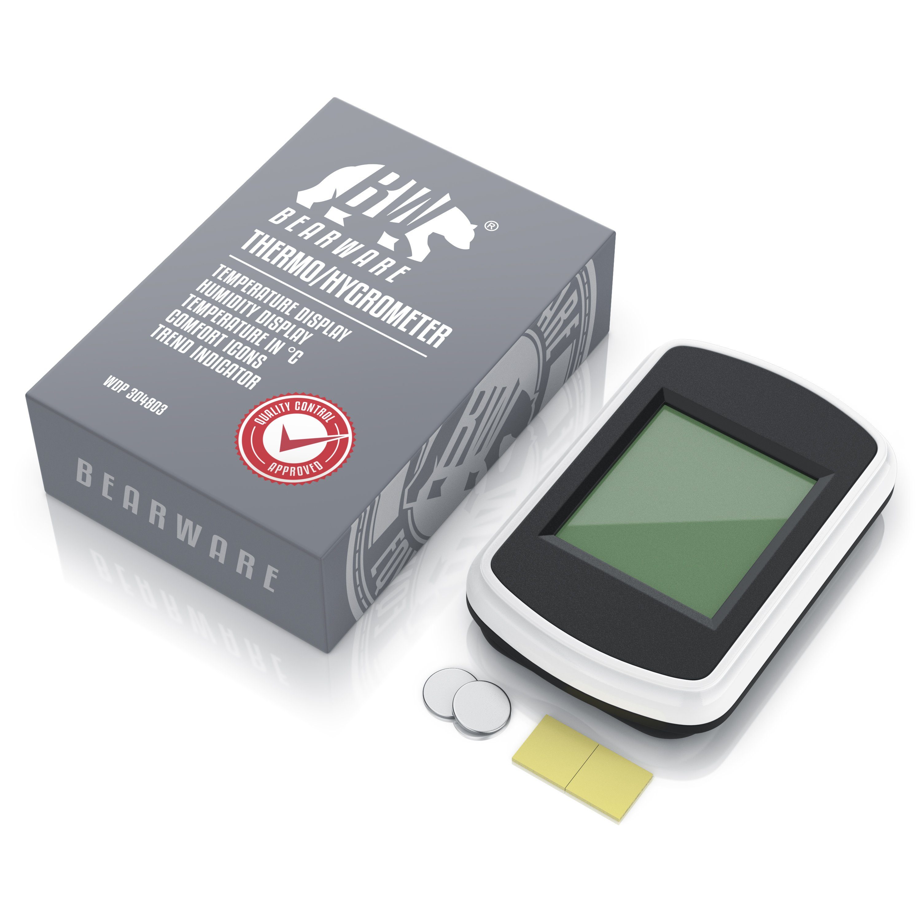 BEARWARE Innenwetterstation (Haltemagneten, Thermometer Hygrometer, Temperatur und Luftfeuchtigkeit Messgerät)